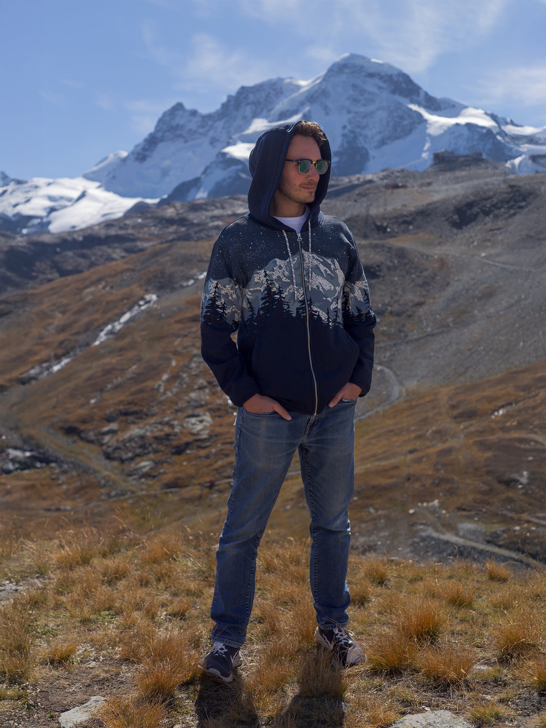 Cascadian Night Zip Hoodie, a Organic Hoodie by Happy Earth Apparel