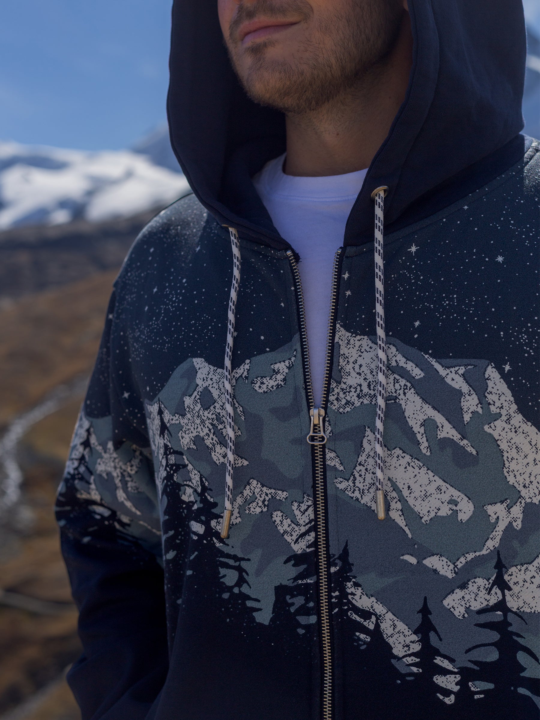 Cascadian Night Zip Hoodie, a Organic Hoodie by Happy Earth Apparel