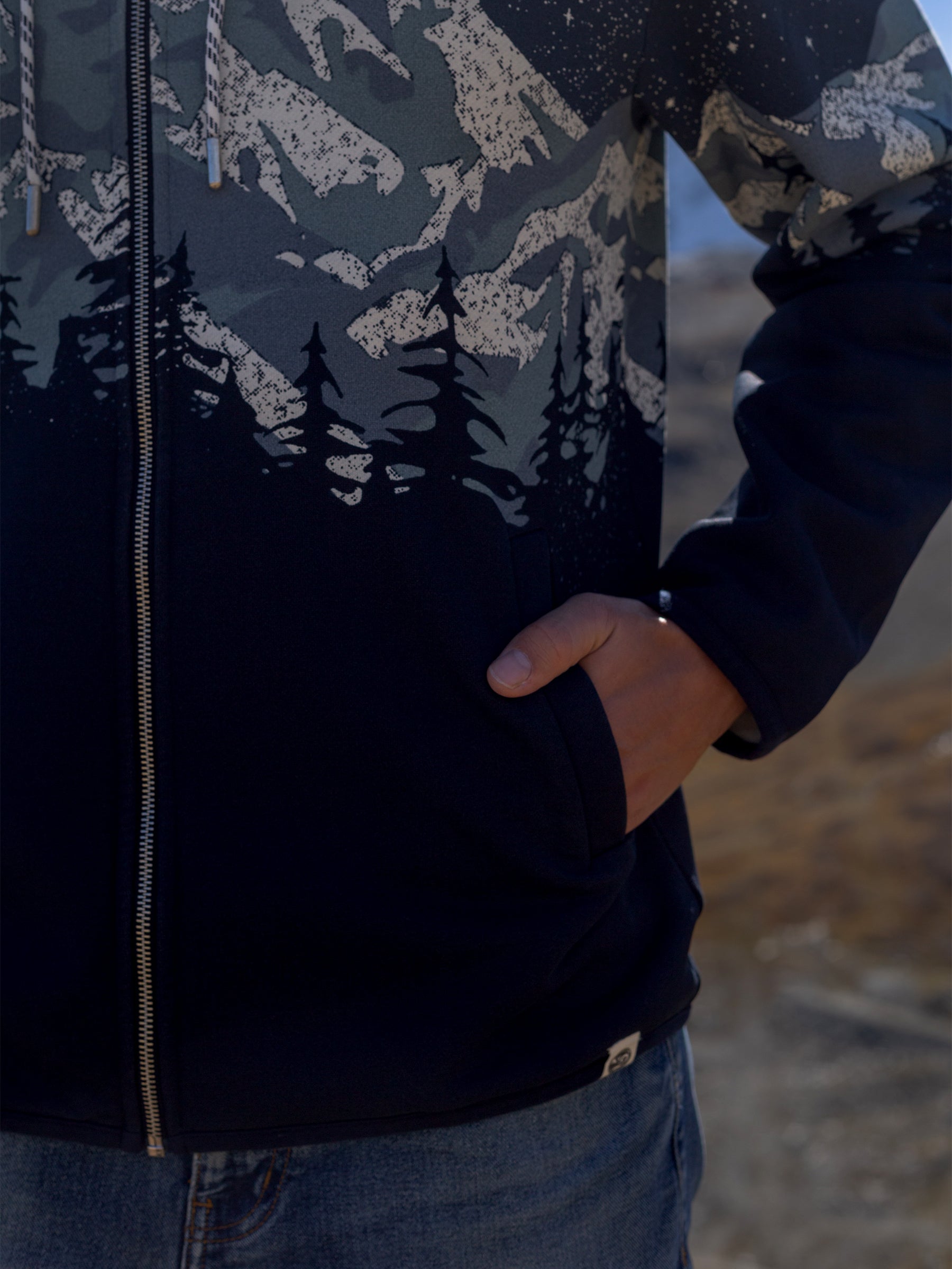 Cascadian Night Zip Hoodie, a Organic Hoodie by Happy Earth Apparel