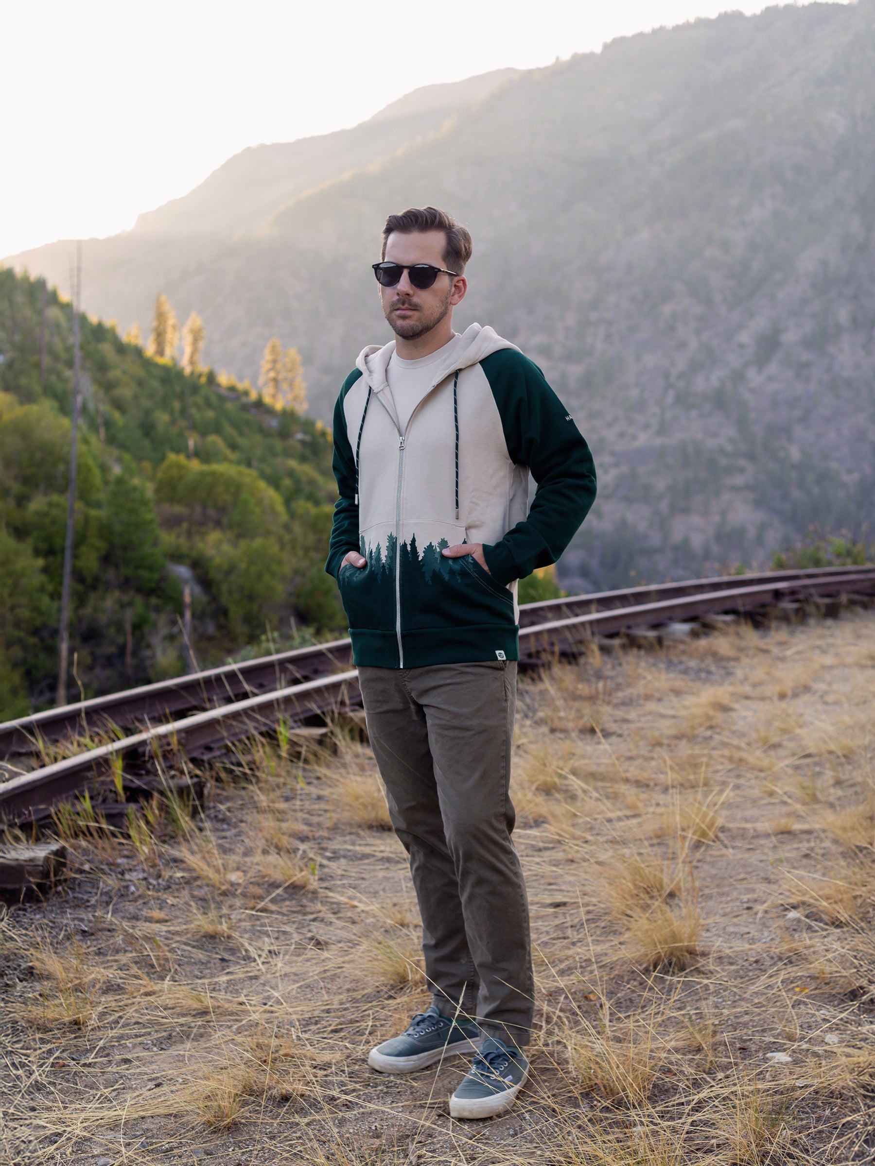 Fading Forest Zip Hoodie, a Organic Hoodie by Happy Earth Apparel