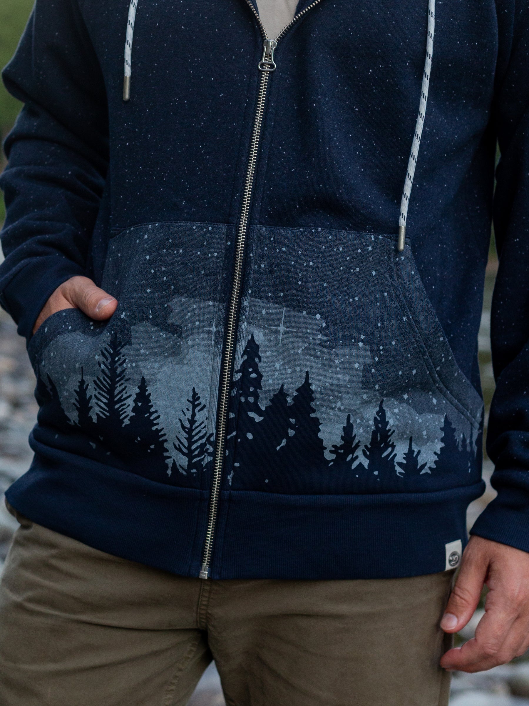 Starlit Night Zip Hoodie, a Organic Hoodie by Happy Earth Apparel