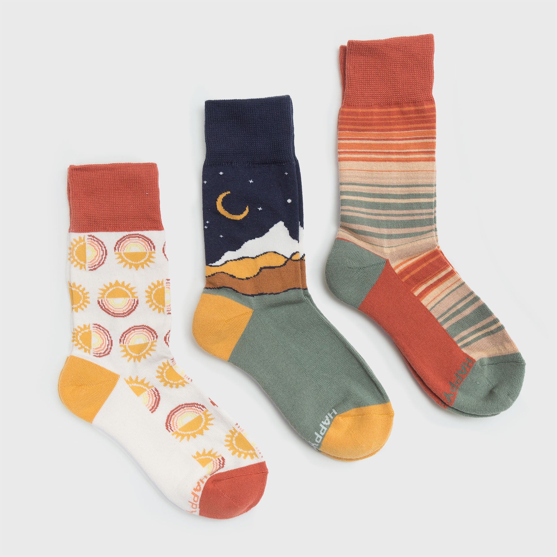 Dawn to Dusk Socks - Set of 3 Organic Socks - Happy Earth Apparel