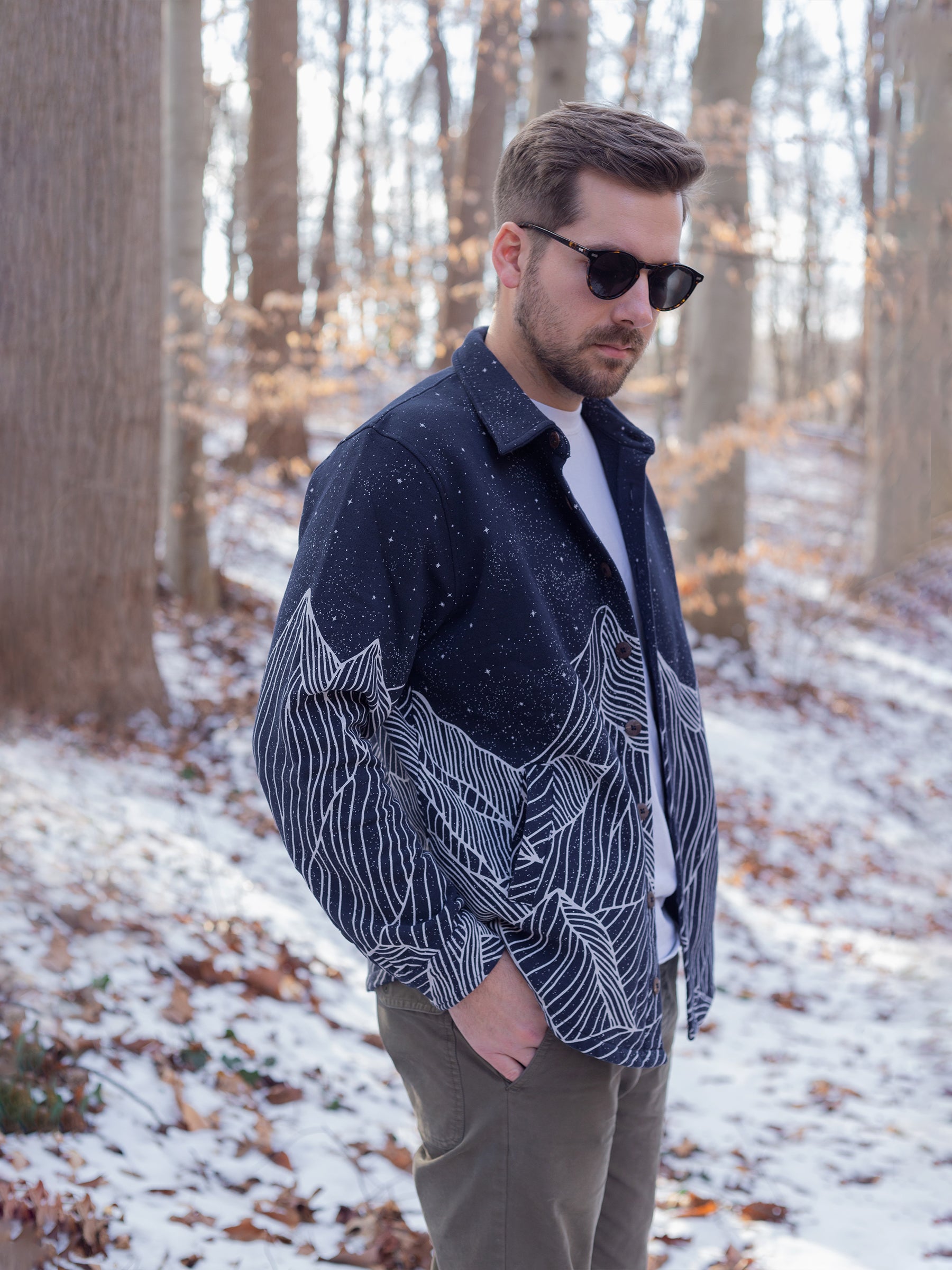 Alpine Etching Fleece Overshirt-Organic Jacket-Happy Earth