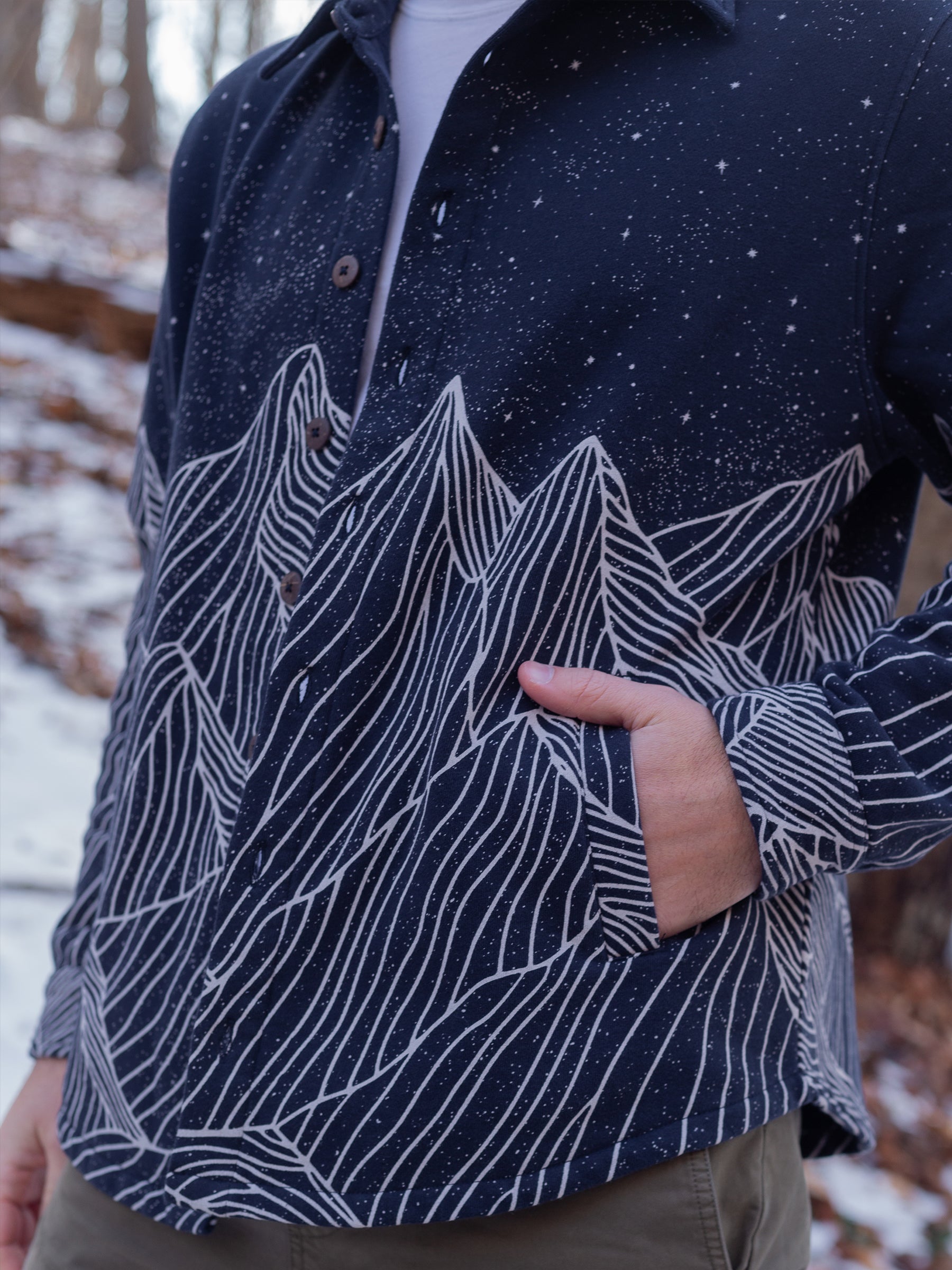 Alpine Etching Fleece Overshirt-Organic Jacket-Happy Earth