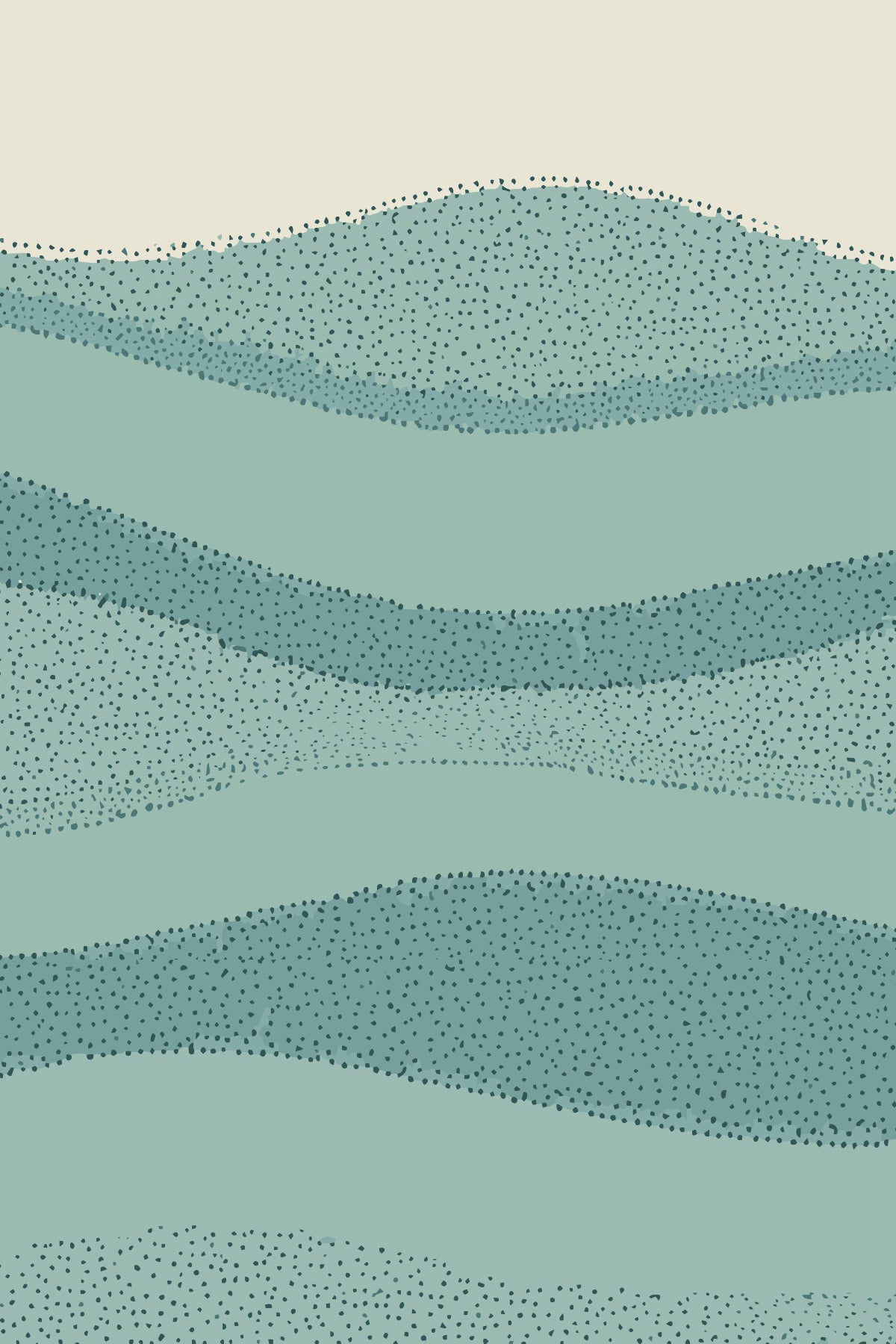 Wavy pattern with dots on a teal background