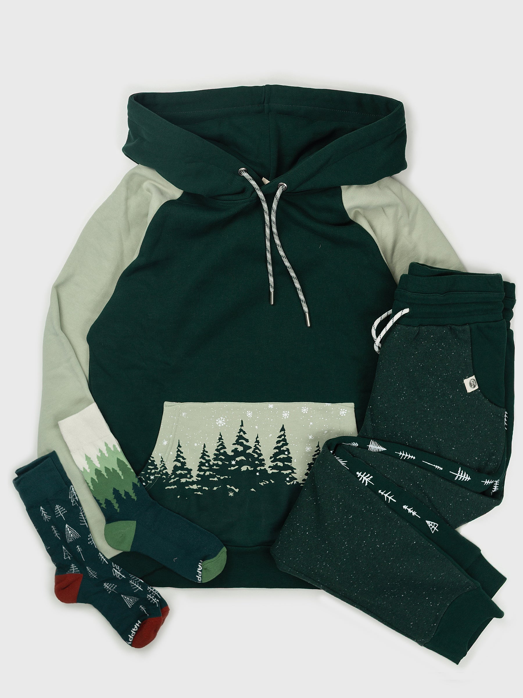 Powdered Pines Hoodie Bundle, a Gift Bundle by Happy Earth Apparel