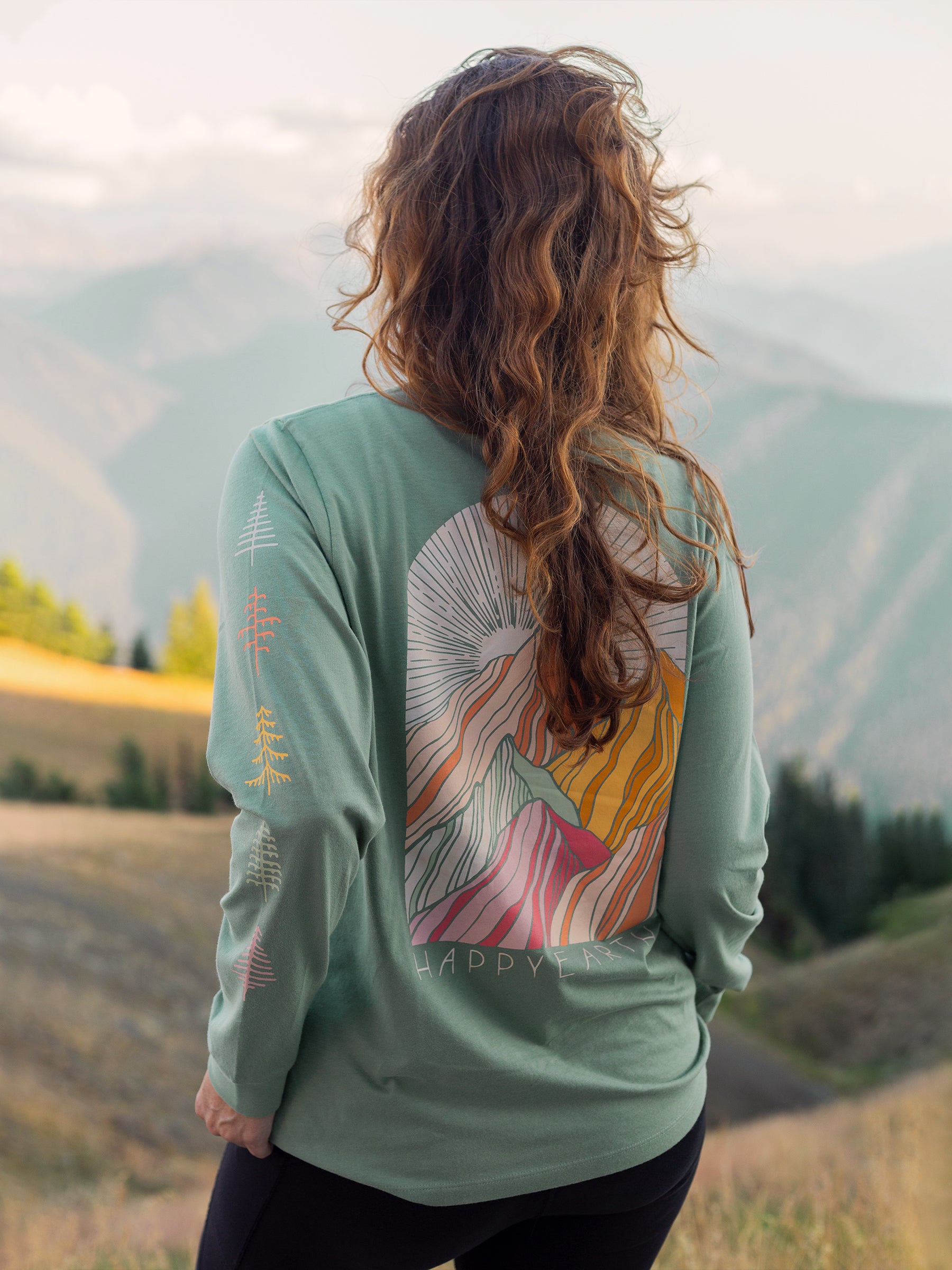 Colorful Mountains Tee-Organic Long Sleeve Tee-Happy Earth