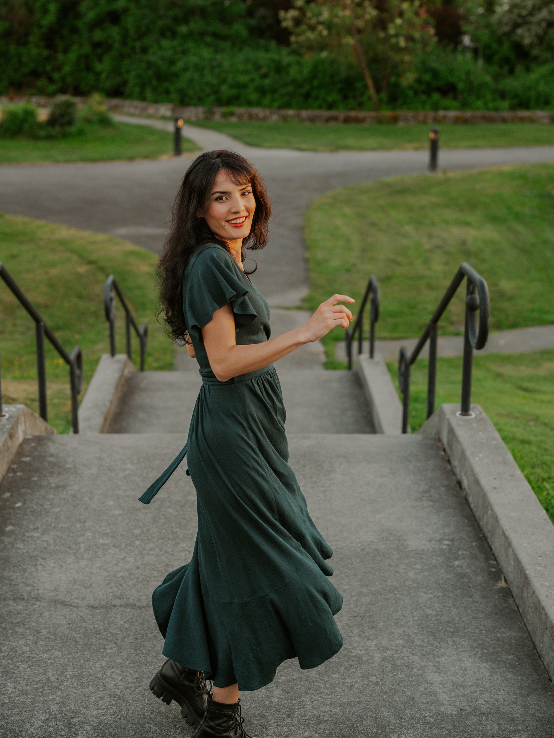 Ruffle Wrap Dress Monstera