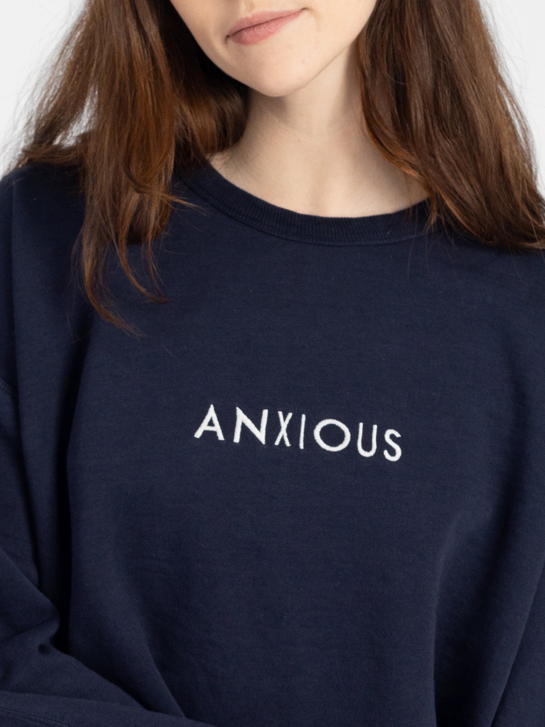 ANXIOUS Embroidered Organic Pullover
