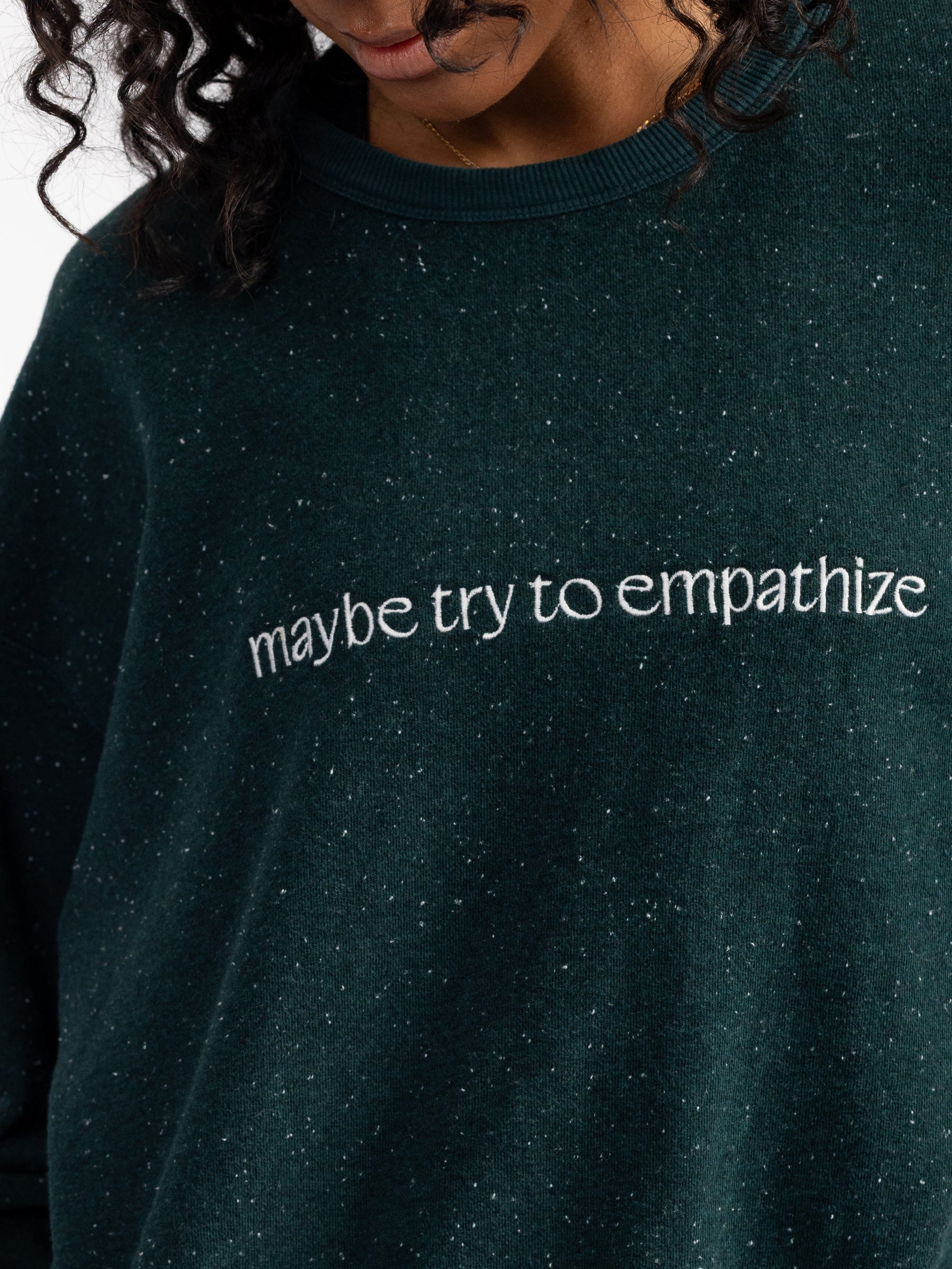 MAYBE EMPATHIZE Embroidered Organic Pullover