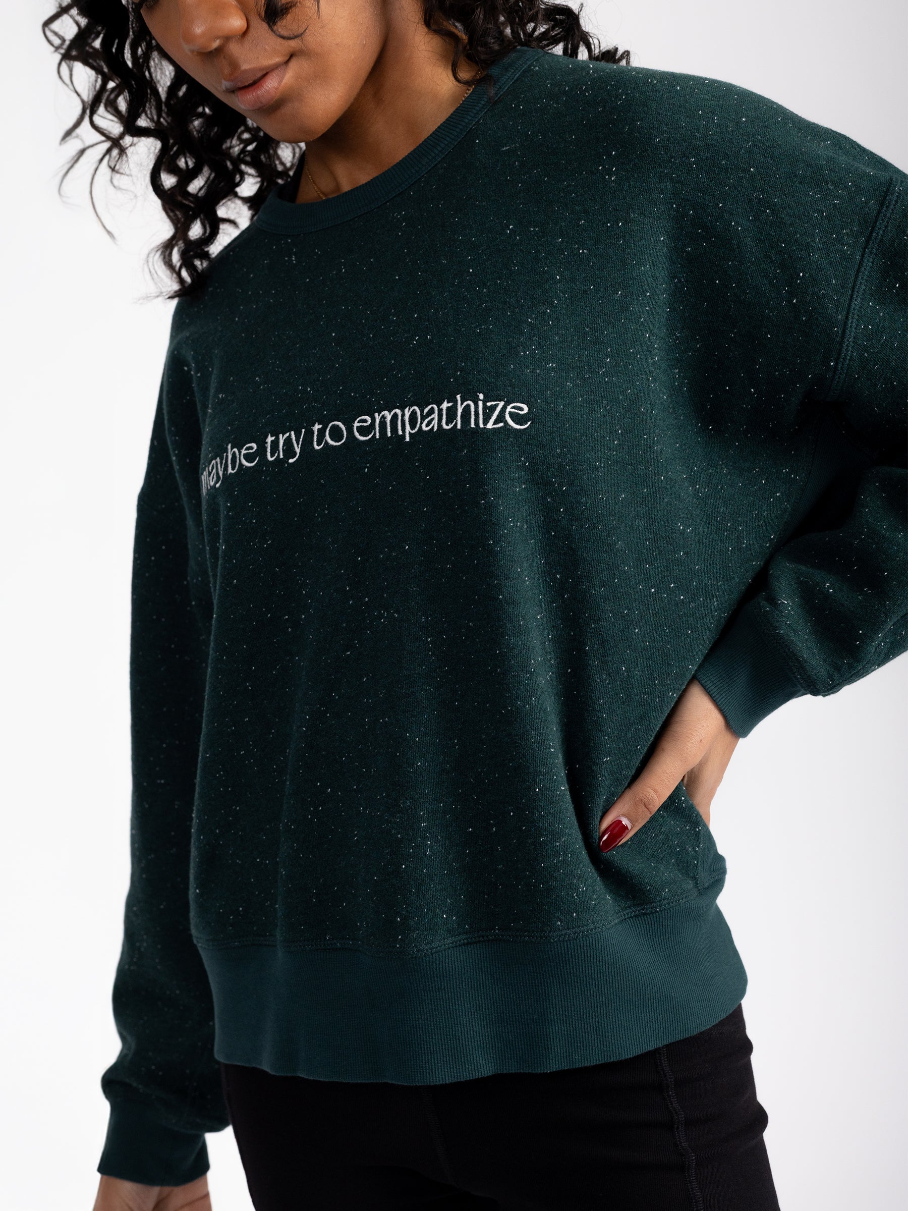 MAYBE EMPATHIZE Embroidered Organic Pullover