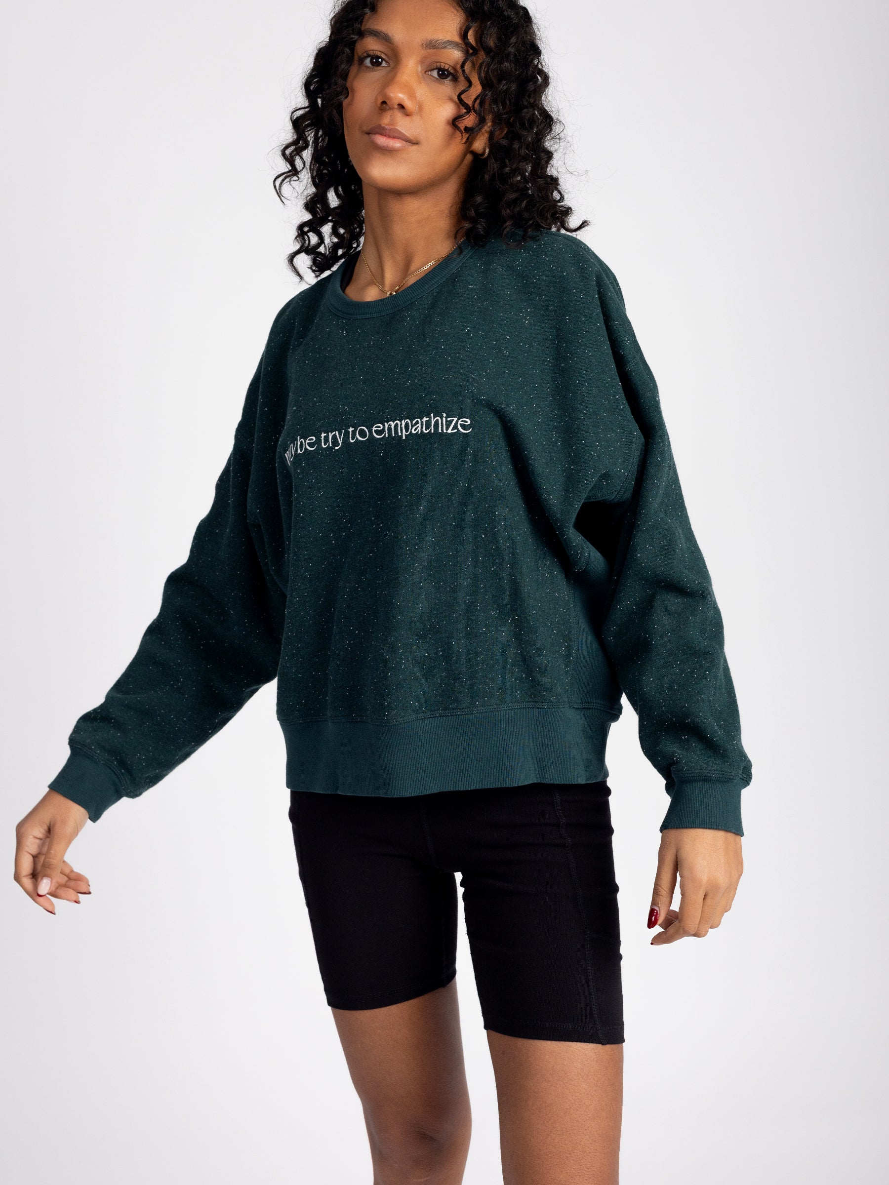 MAYBE EMPATHIZE Embroidered Organic Pullover