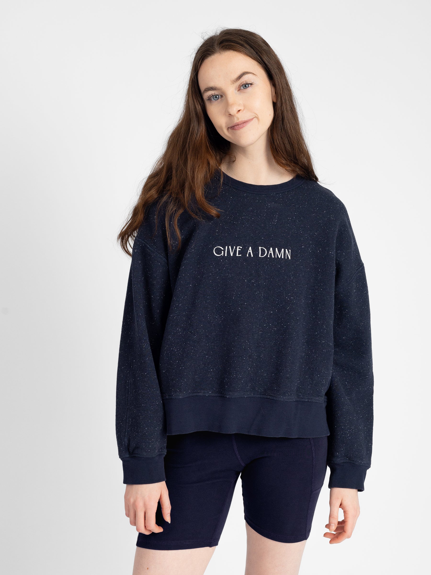 GIVE A DAMN Embroidered Organic Pullover