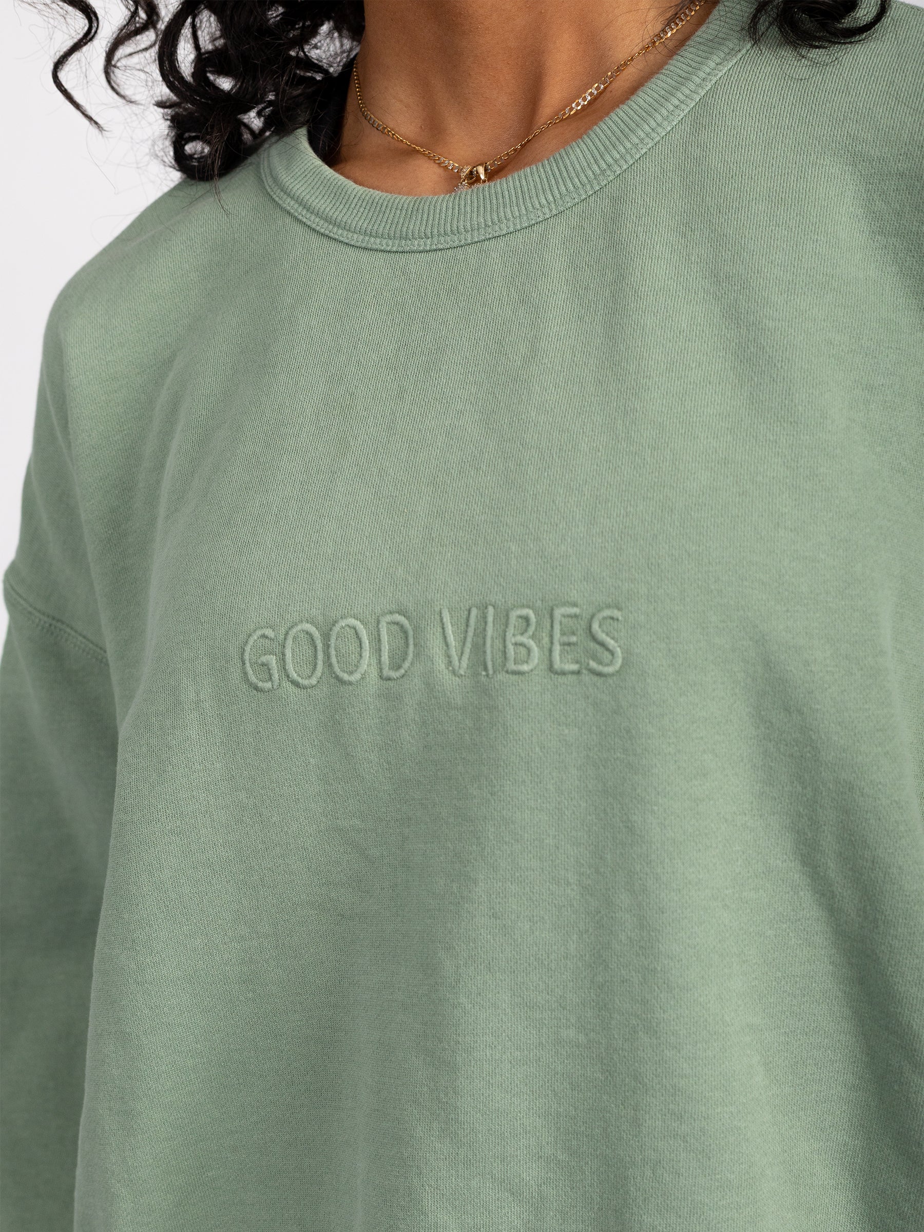 GOOD VIBES Embroidered Organic Pullover