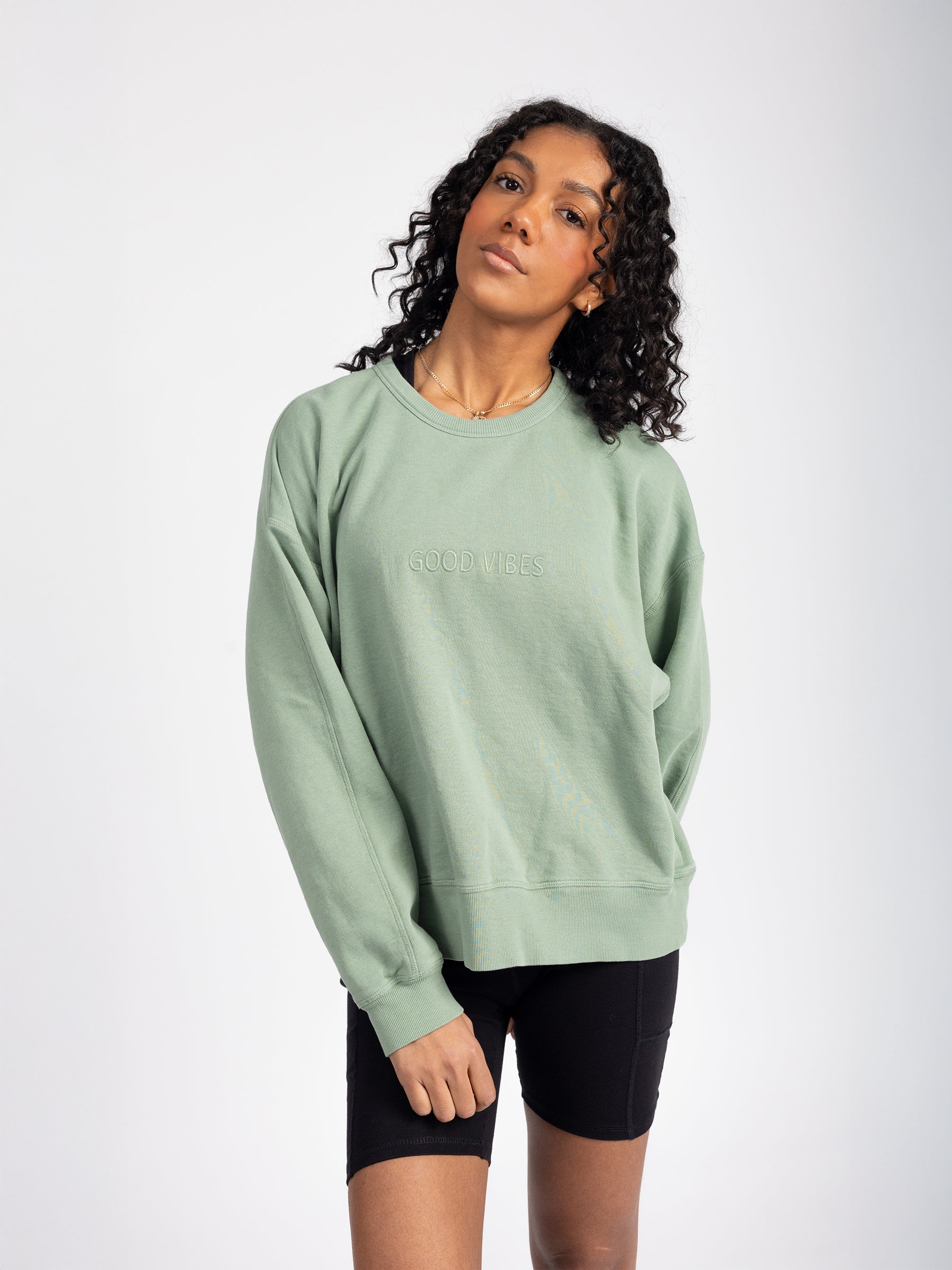 GOOD VIBES Embroidered Organic Pullover