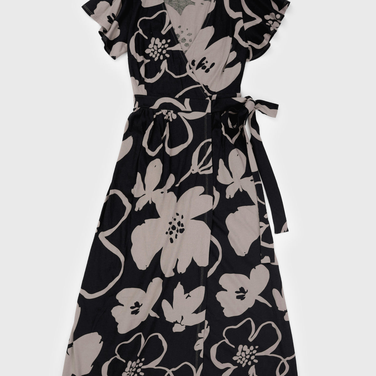 old navy black dress with flowers Women's Organic Cotton Wrap Dress