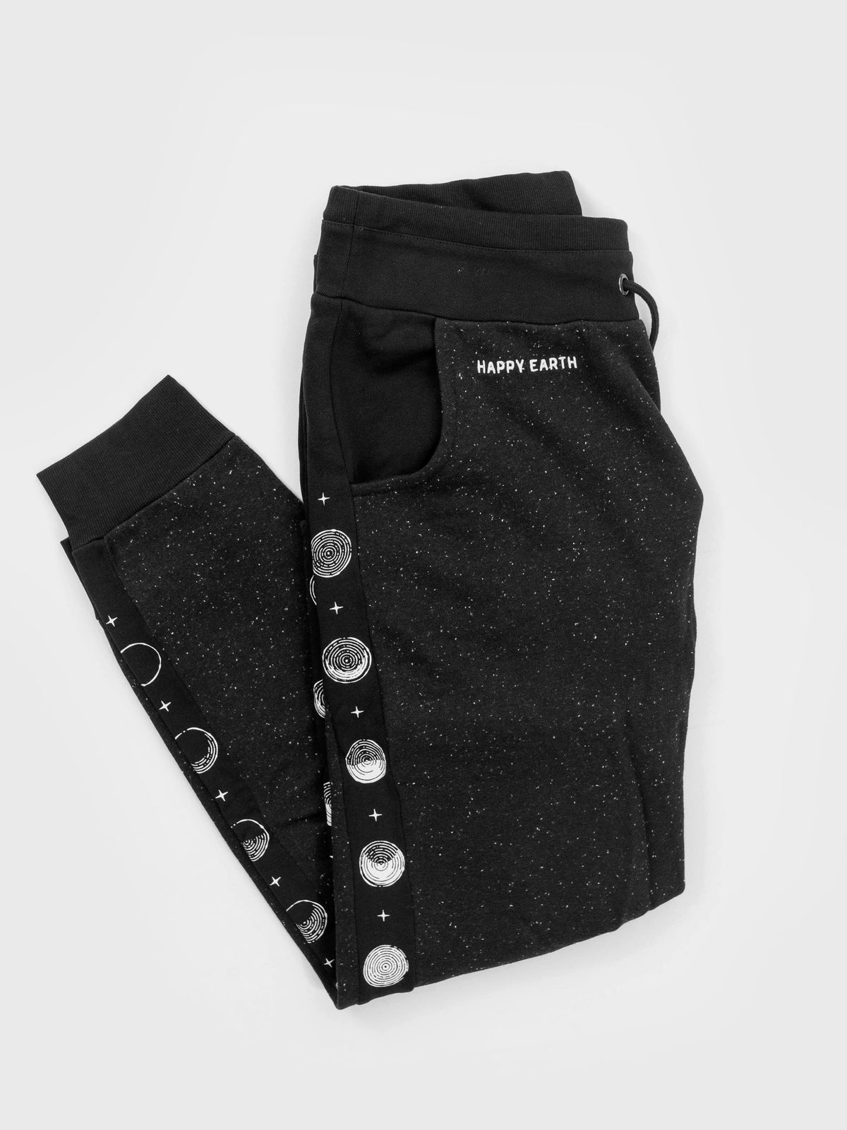 Flatlay of the Dark Side Joggers, tapered organic cotton joggers