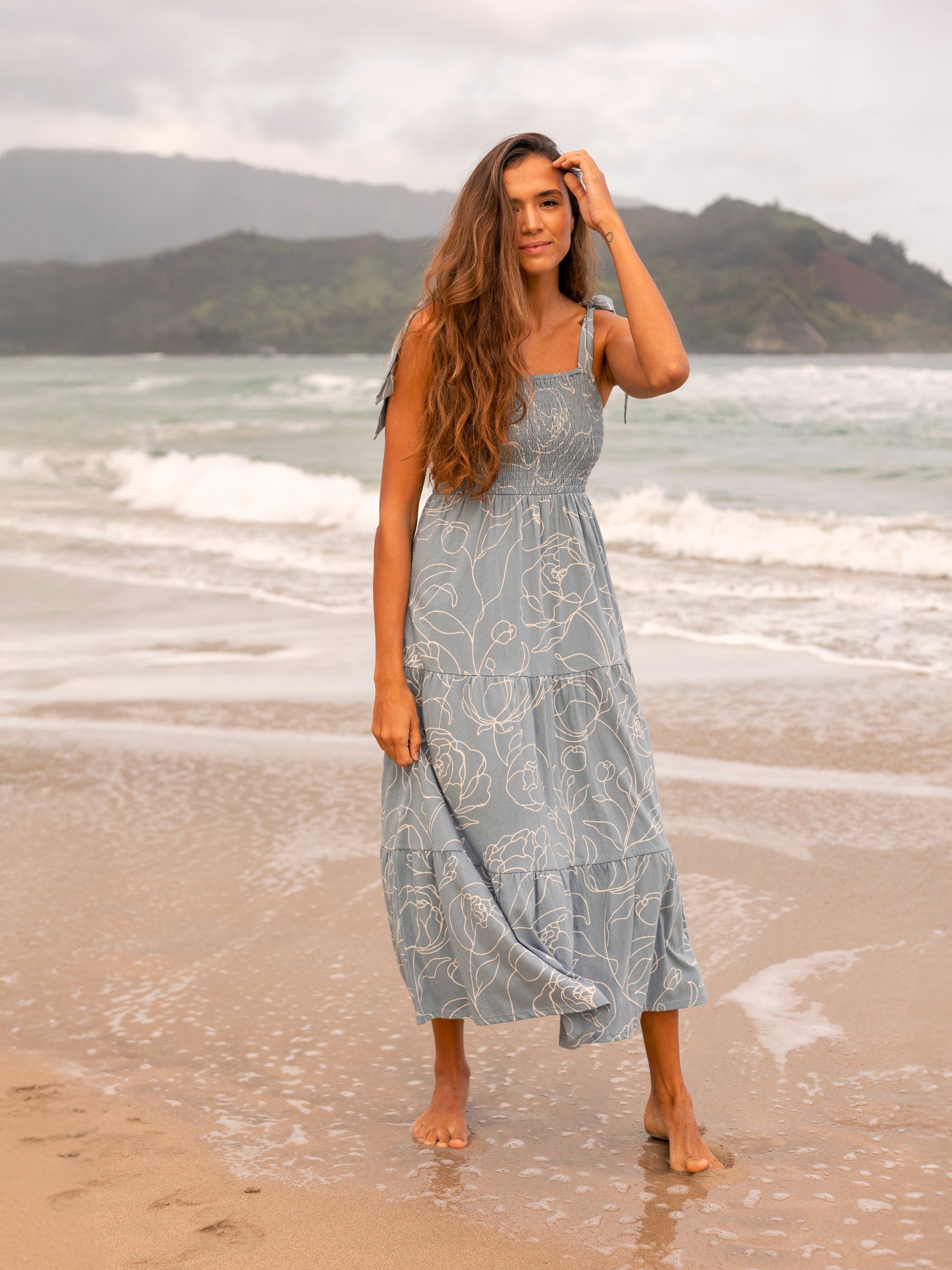 Women's Organic Cotton Smocked Dress | Garden Rose