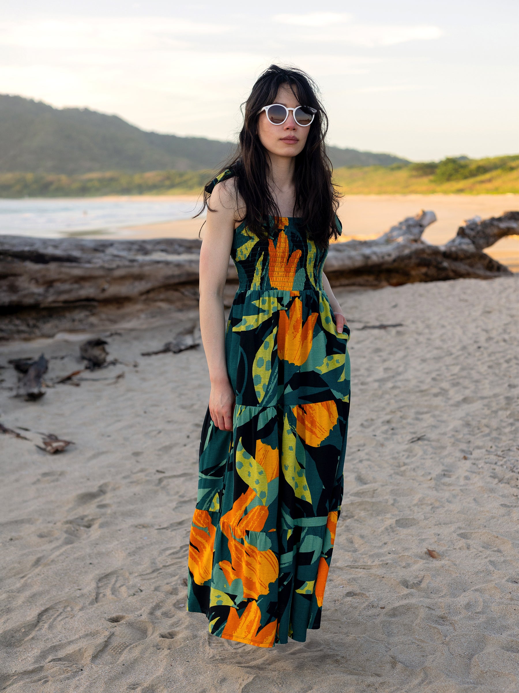 green emerald velvet dress Women's Organic Cotton Smocked Dress main image 0