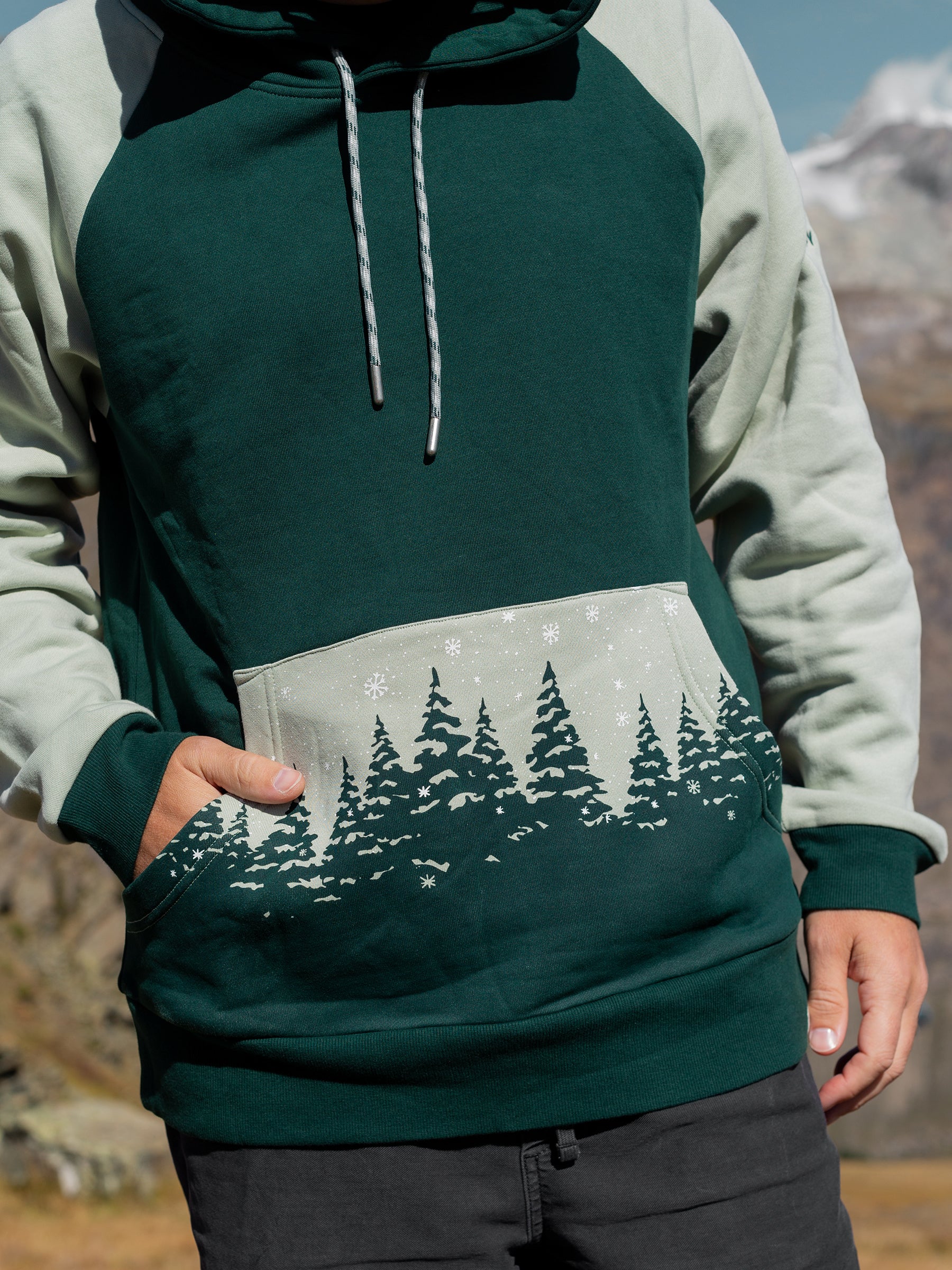Powdered Pines Hoodie, a Organic Hoodie by Happy Earth Apparel
