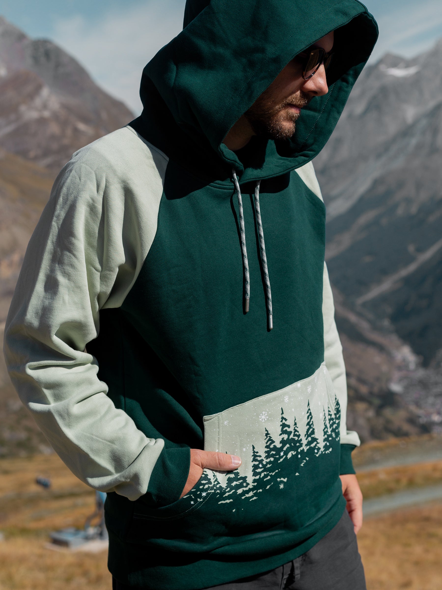Powdered Pines Hoodie, a Organic Hoodie by Happy Earth Apparel