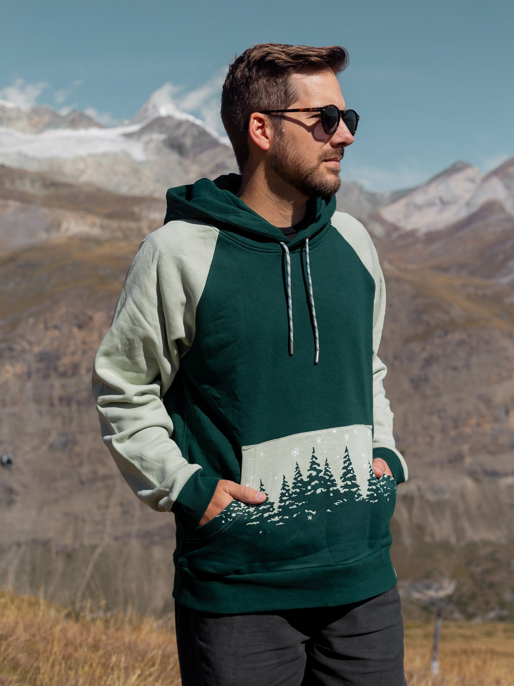 Powdered Pines Hoodie, a Organic Hoodie by Happy Earth Apparel