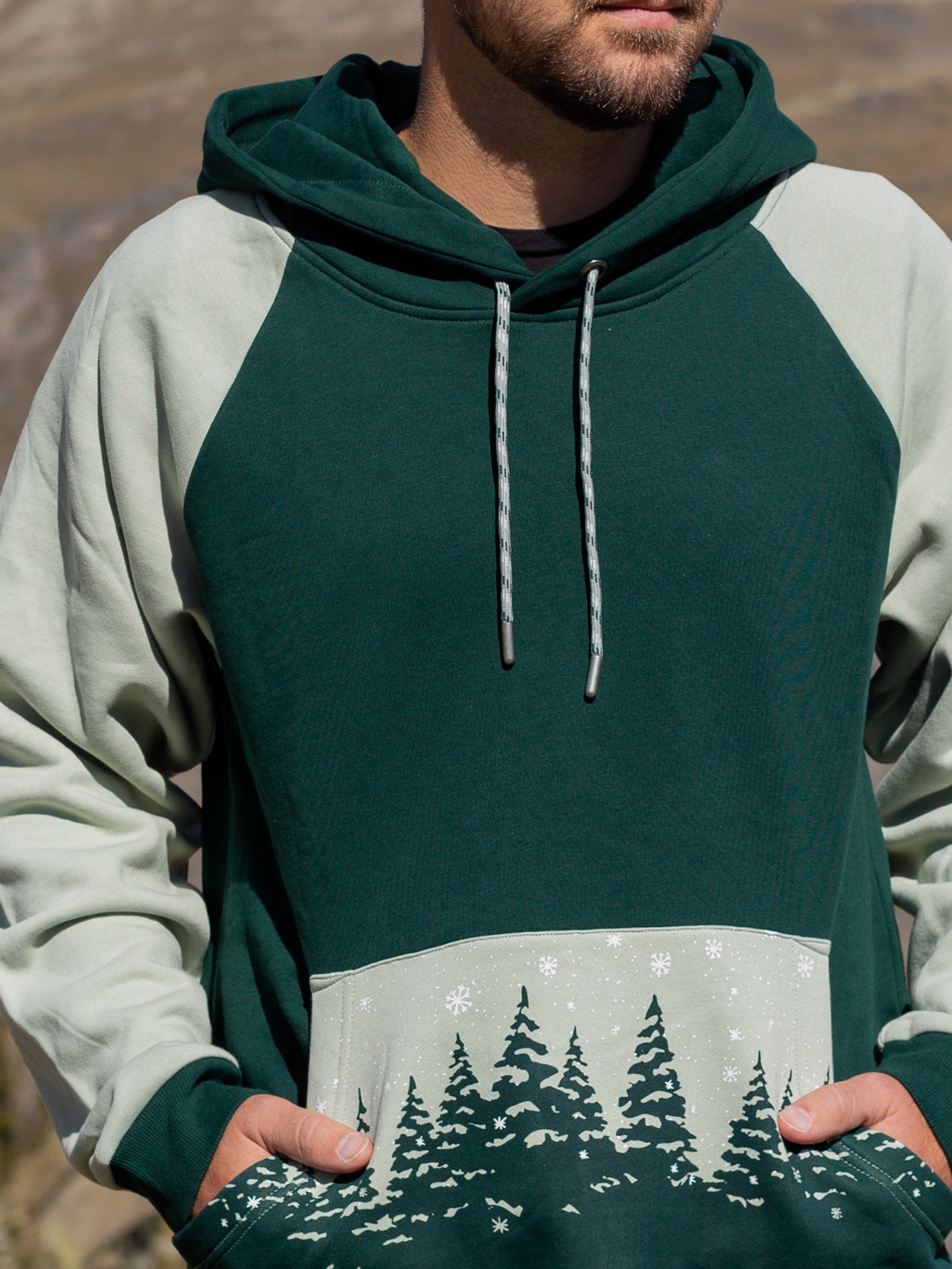 Powdered Pines Hoodie, a Organic Hoodie by Happy Earth Apparel