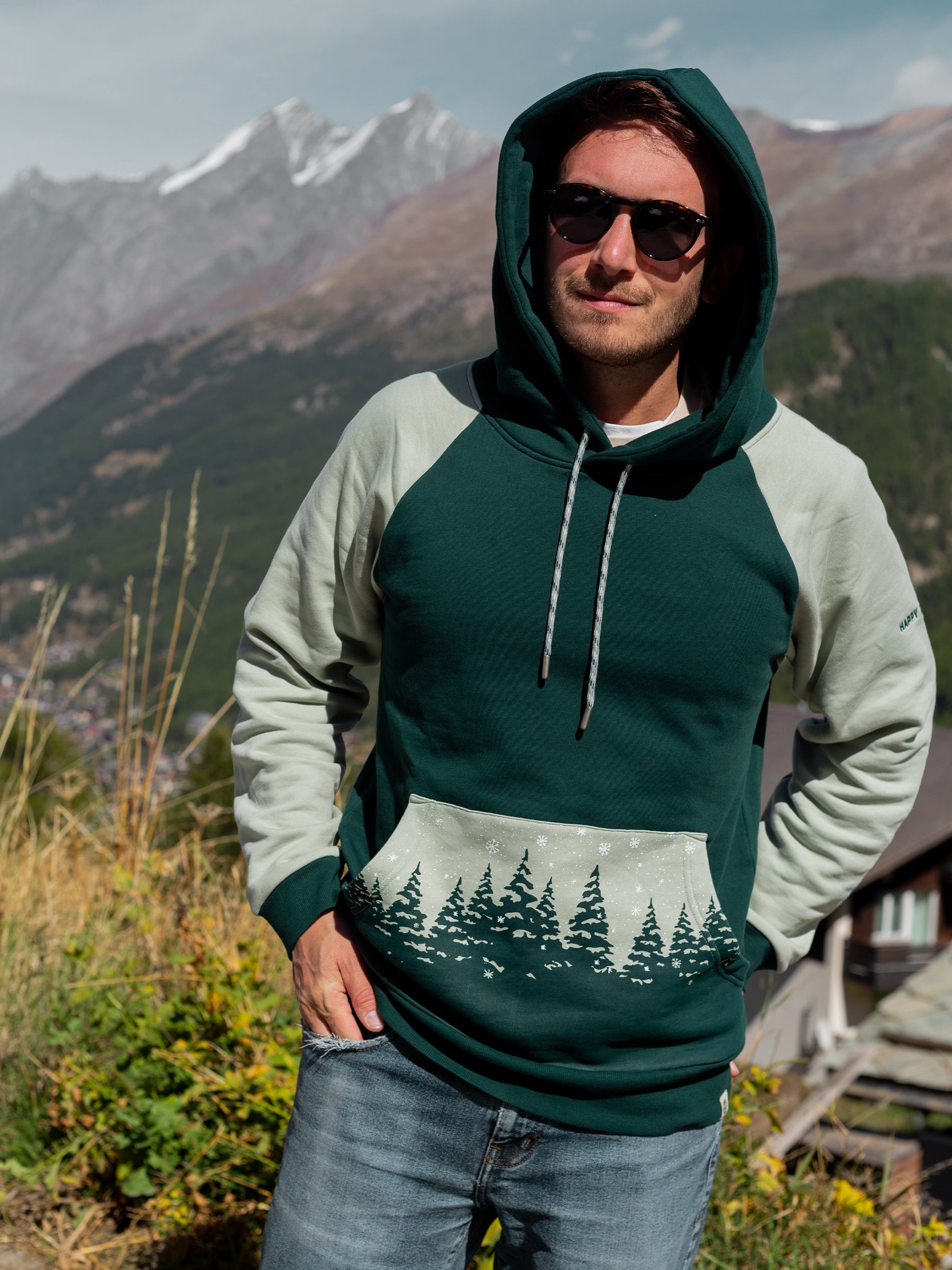 Powdered Pines Hoodie, a Organic Hoodie by Happy Earth Apparel