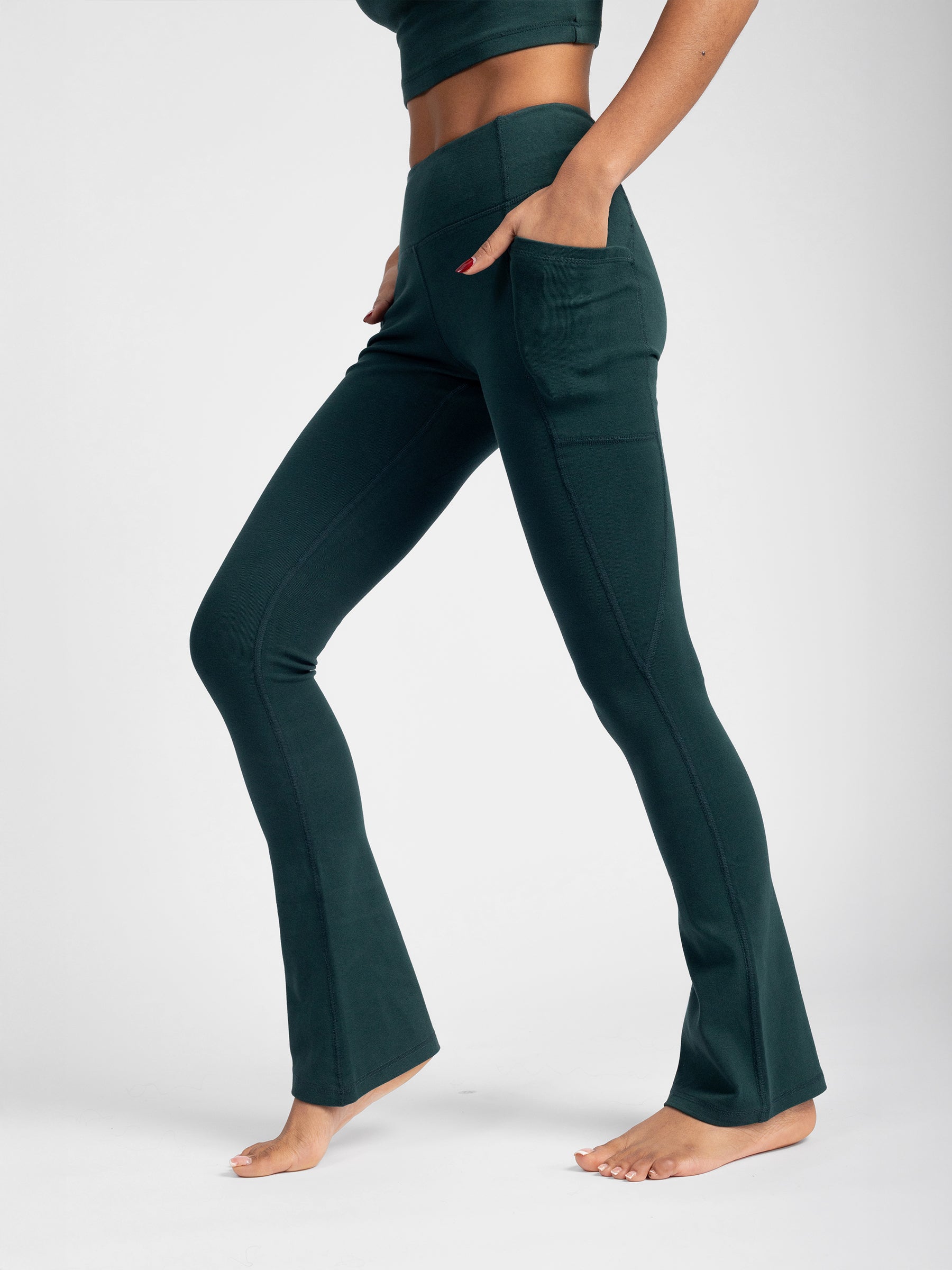 PlantTec Organic Flare Leggings | Monstera Teal