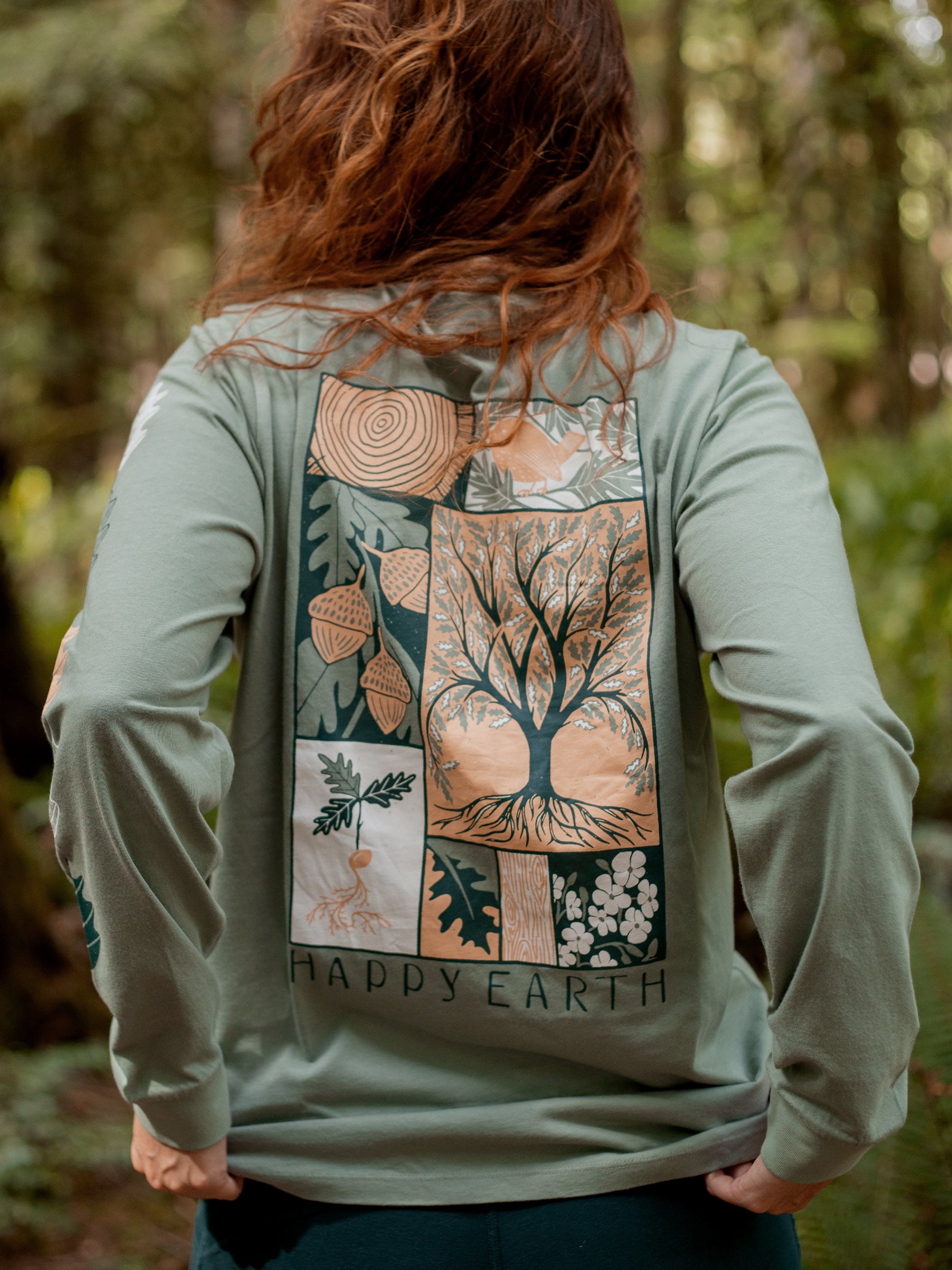Oak Tree Tee-Organic Long Sleeve Tee-Happy Earth