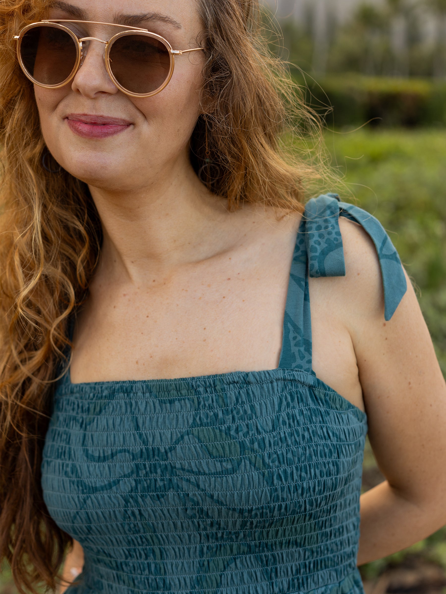 Women's Organic Cotton Smocked Dress | Oasis XL Women's Organic Cotton Smocked Dress | Oasis XL