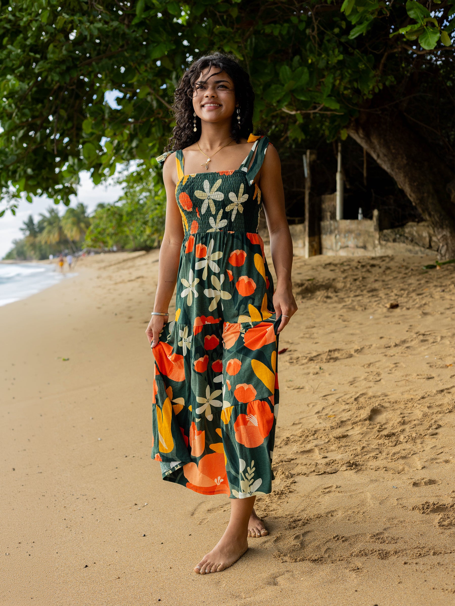 Women's Organic Cotton Smocked Dress | Paradise