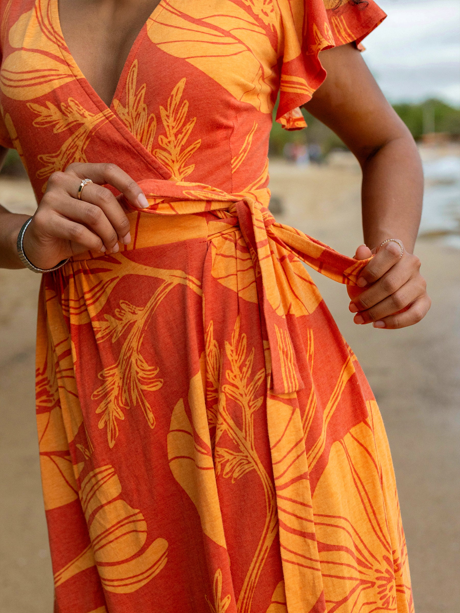 Women's Organic Cotton Wrap Dress | Poppies