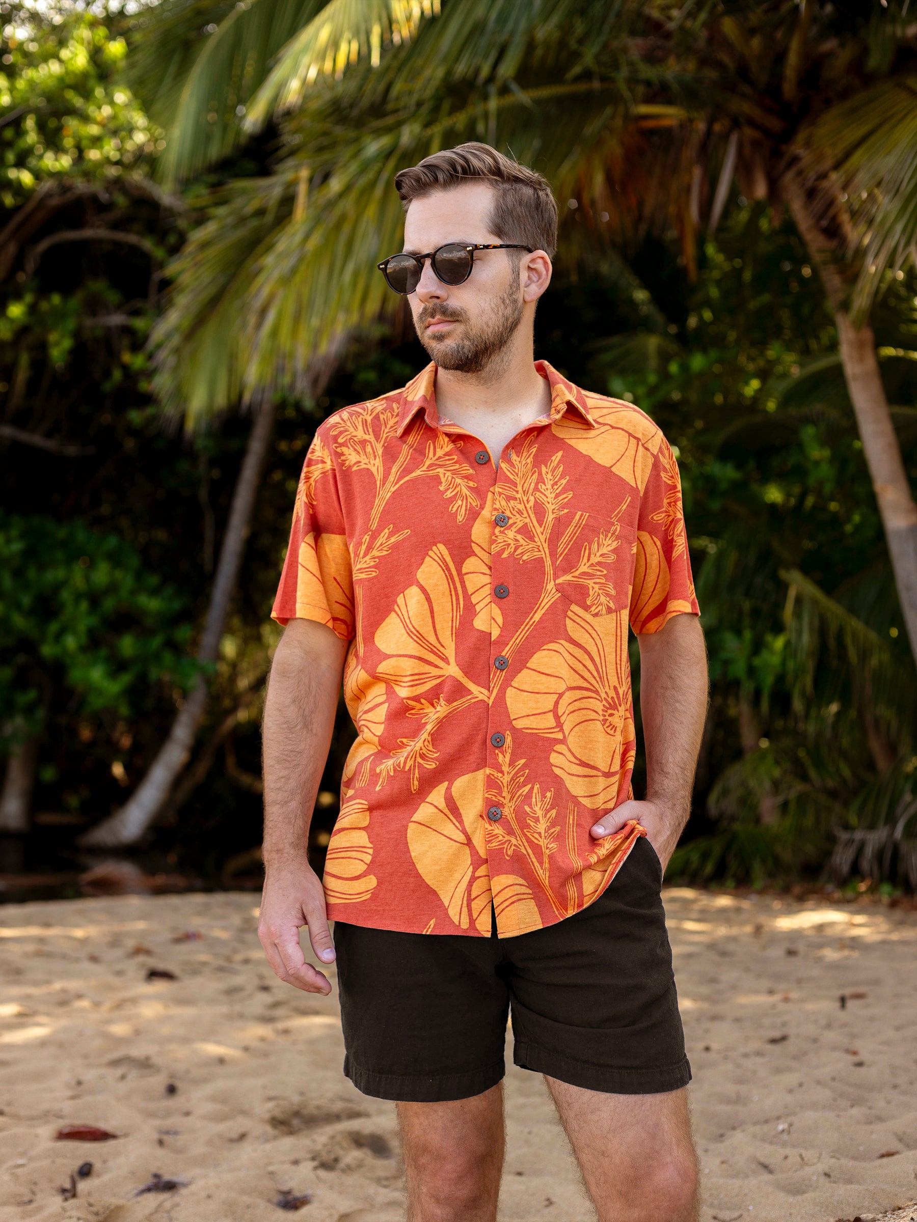 【NEONSIGN】POPPY LS SHIRT 21ss Organic Cotton Camp Shirt | Poppies
