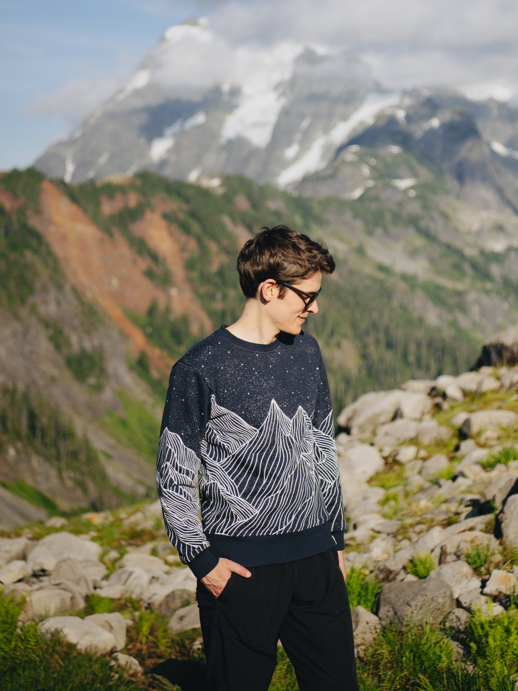 Alpine Etching Pullover, a Organic Sweatshirt by Happy Earth Apparel