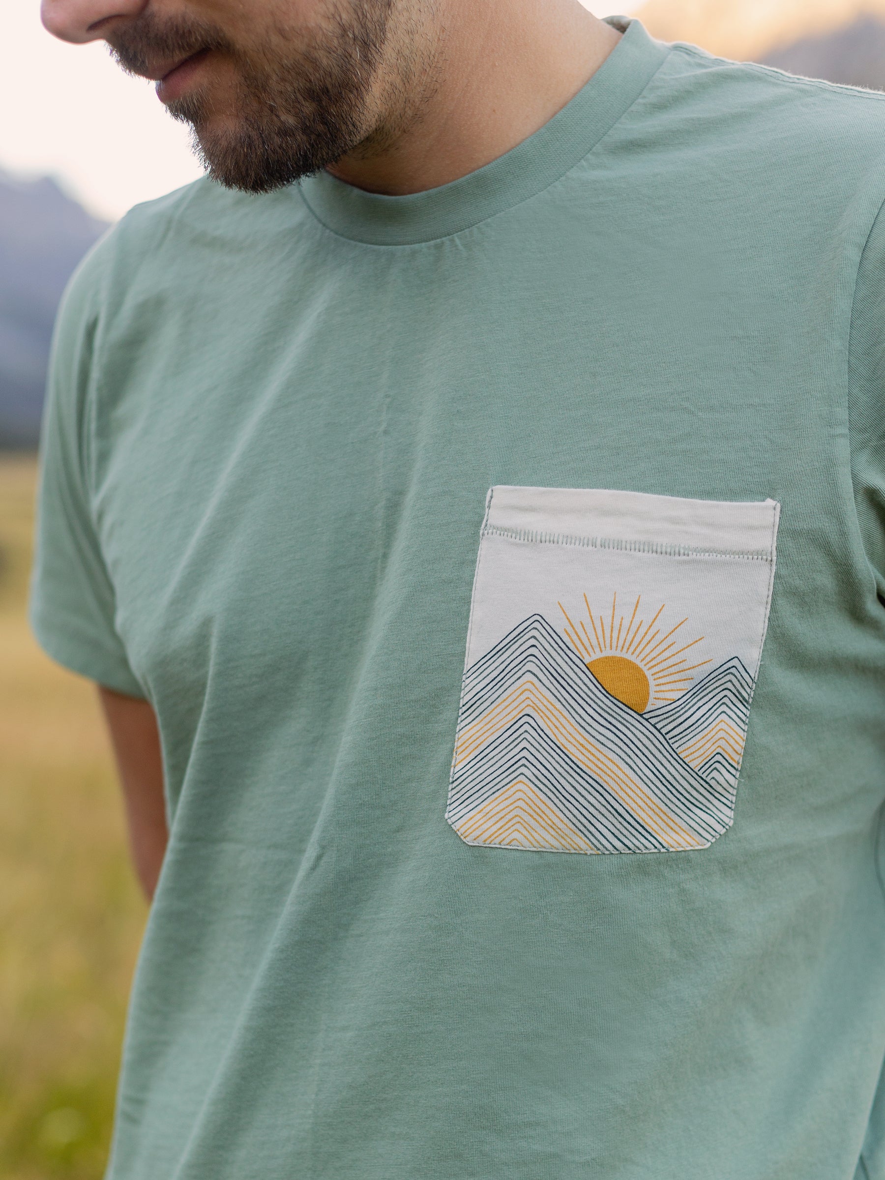 Rainbow Mountains Pocket Tee-Organic Tee-Happy Earth
