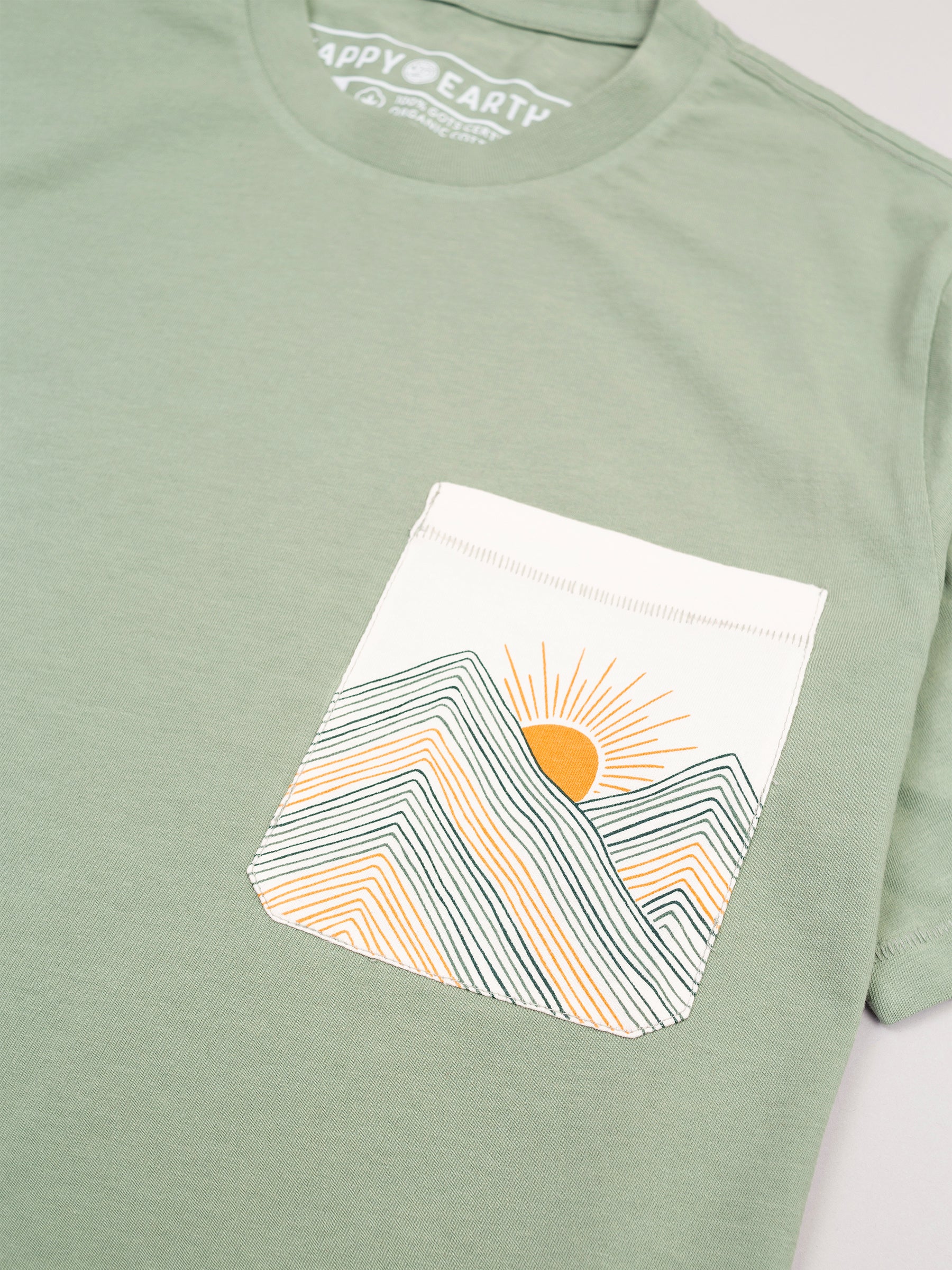 Rainbow Mountains Pocket Tee-Organic Tee-Happy Earth