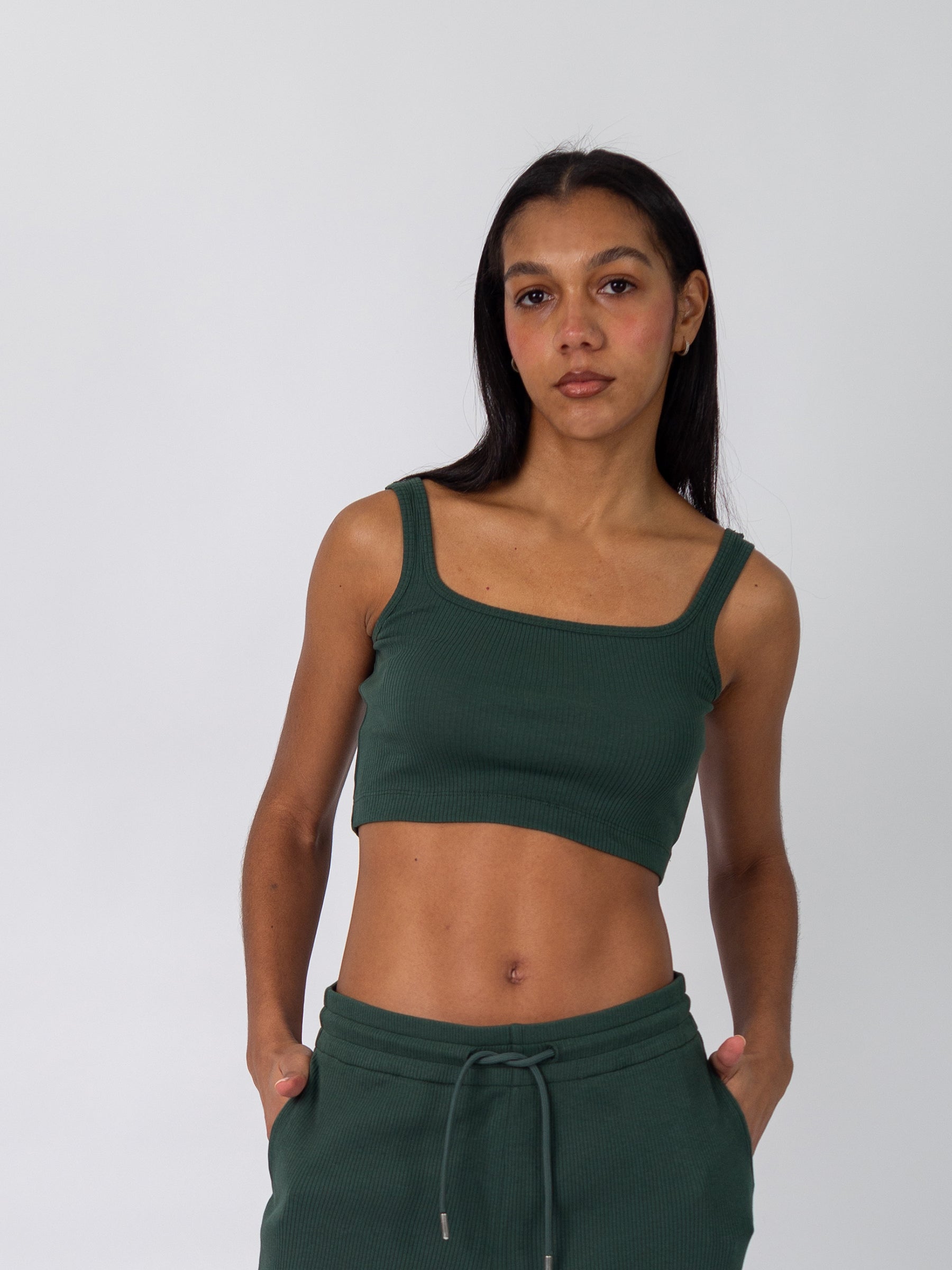 Revive™ Organic Cotton Crop Tank | Juniper-Organic Low Impact Activewear-Happy Earth