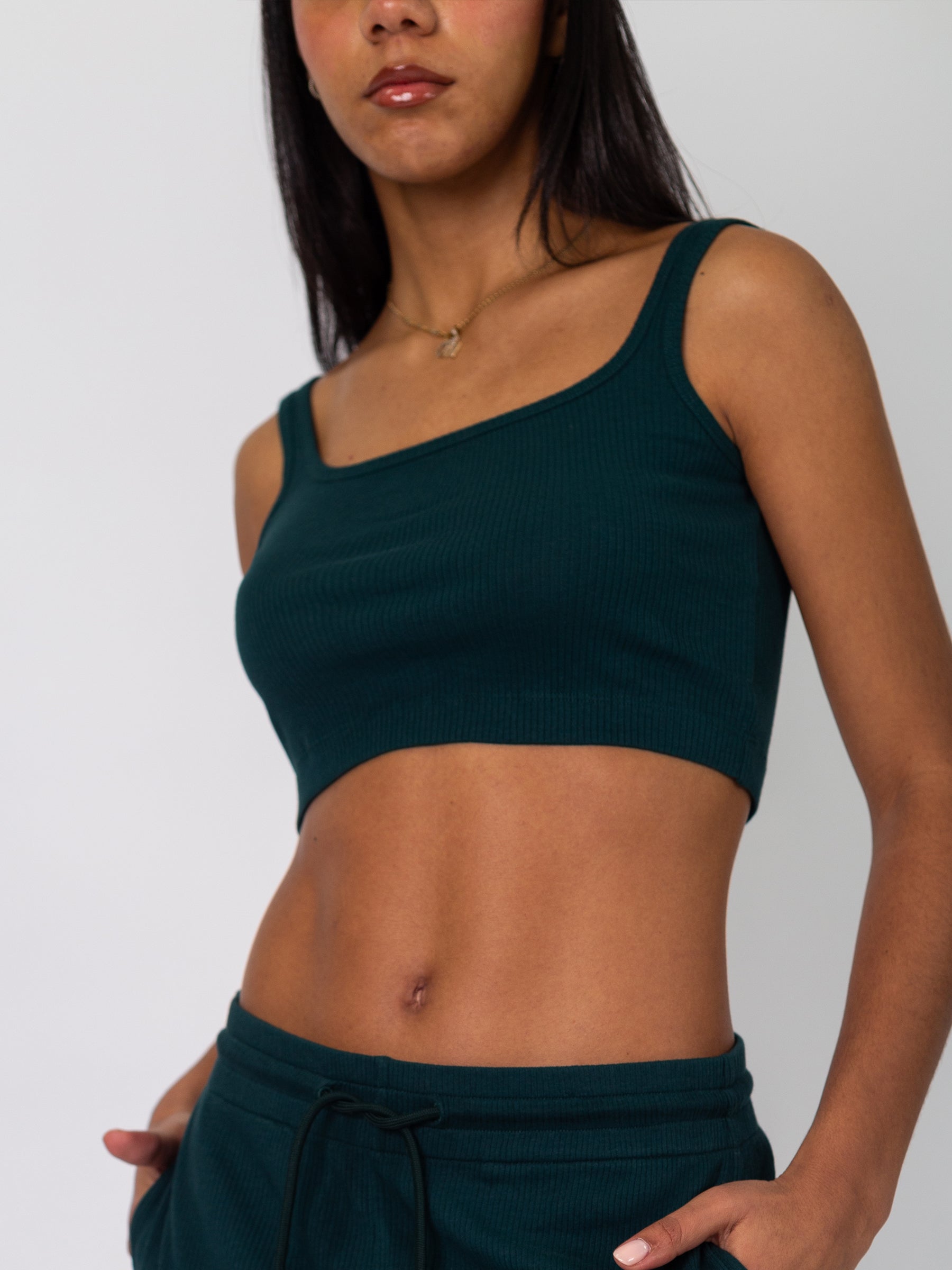 Revive™ Organic Cotton Crop Tank | Monstera-Organic Low Impact Activewear-Happy Earth