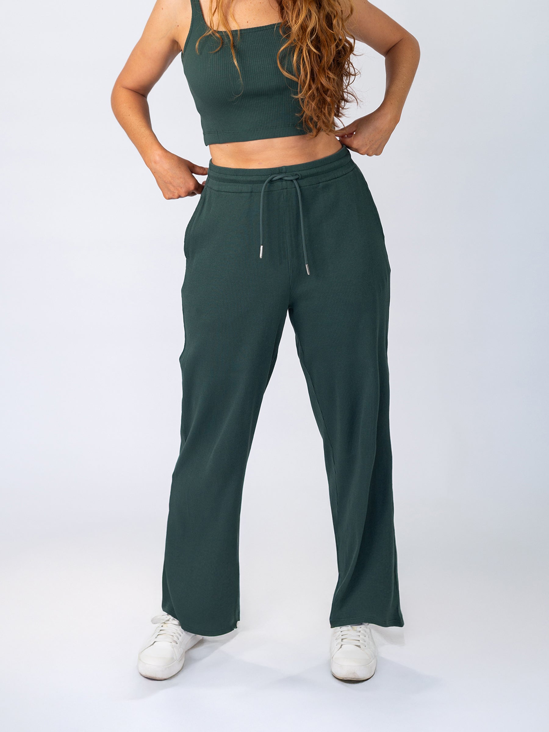 Revive™ Organic Cotton Wide-leg Pants | Juniper-Organic Low Impact Activewear-Happy Earth