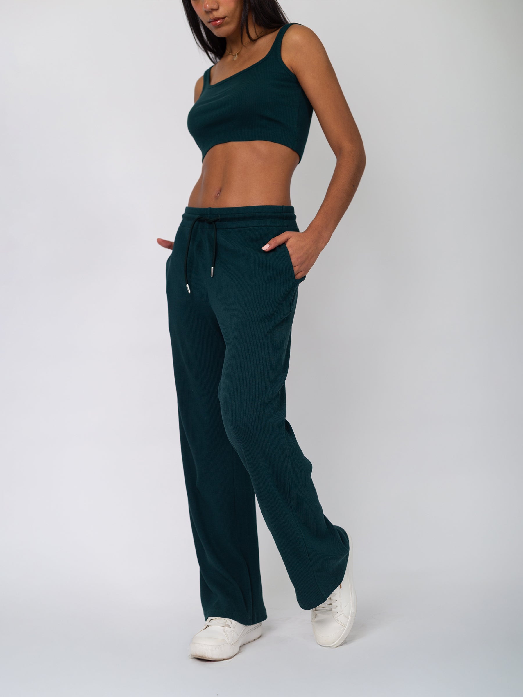 Revive™ Organic Cotton Wide-leg Pants | Monstera-Organic Low Impact Activewear-Happy Earth