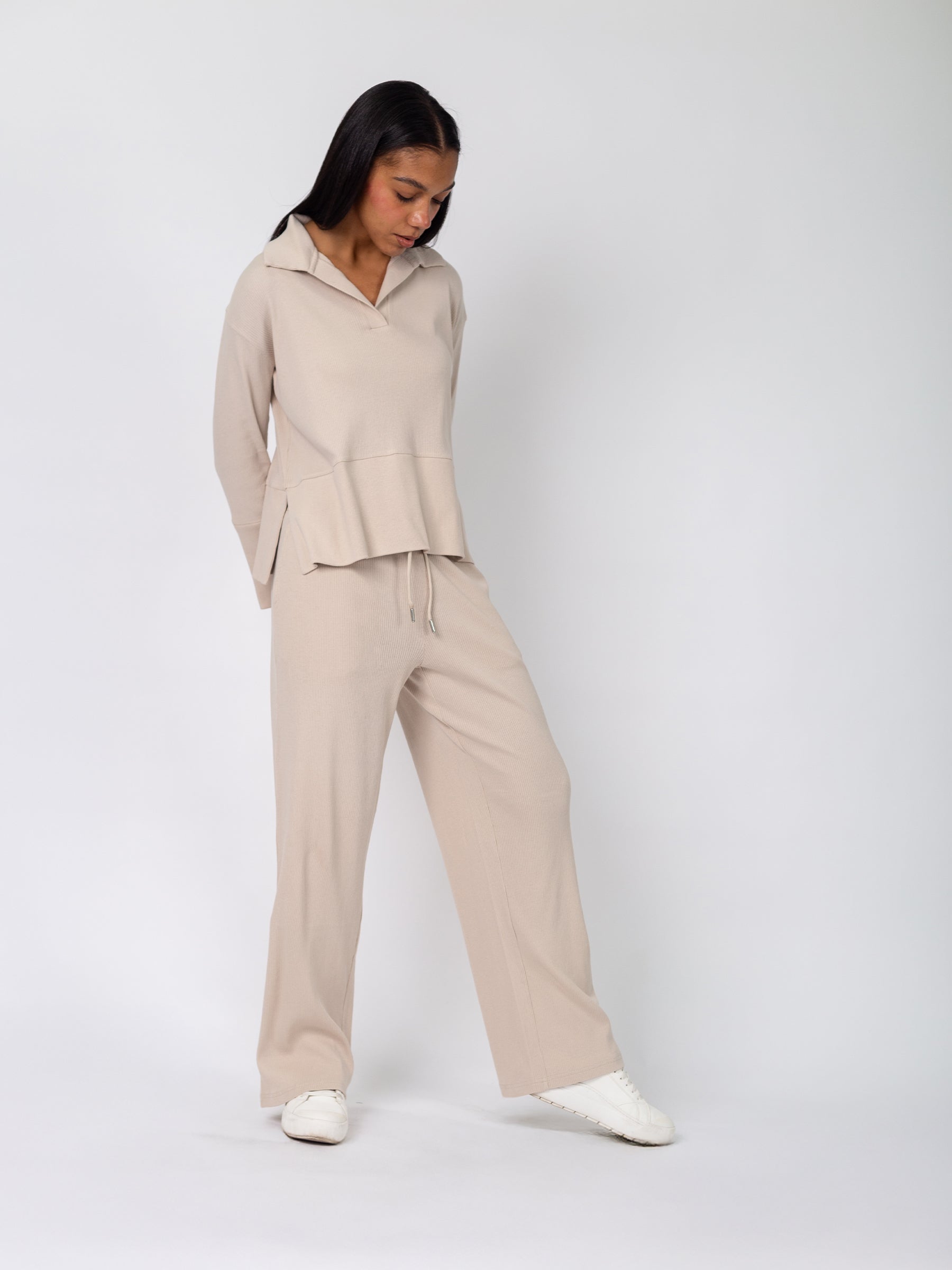 Revive™ Organic Cotton Wide-leg Pants | Oat-Organic Low Impact Activewear-Happy Earth