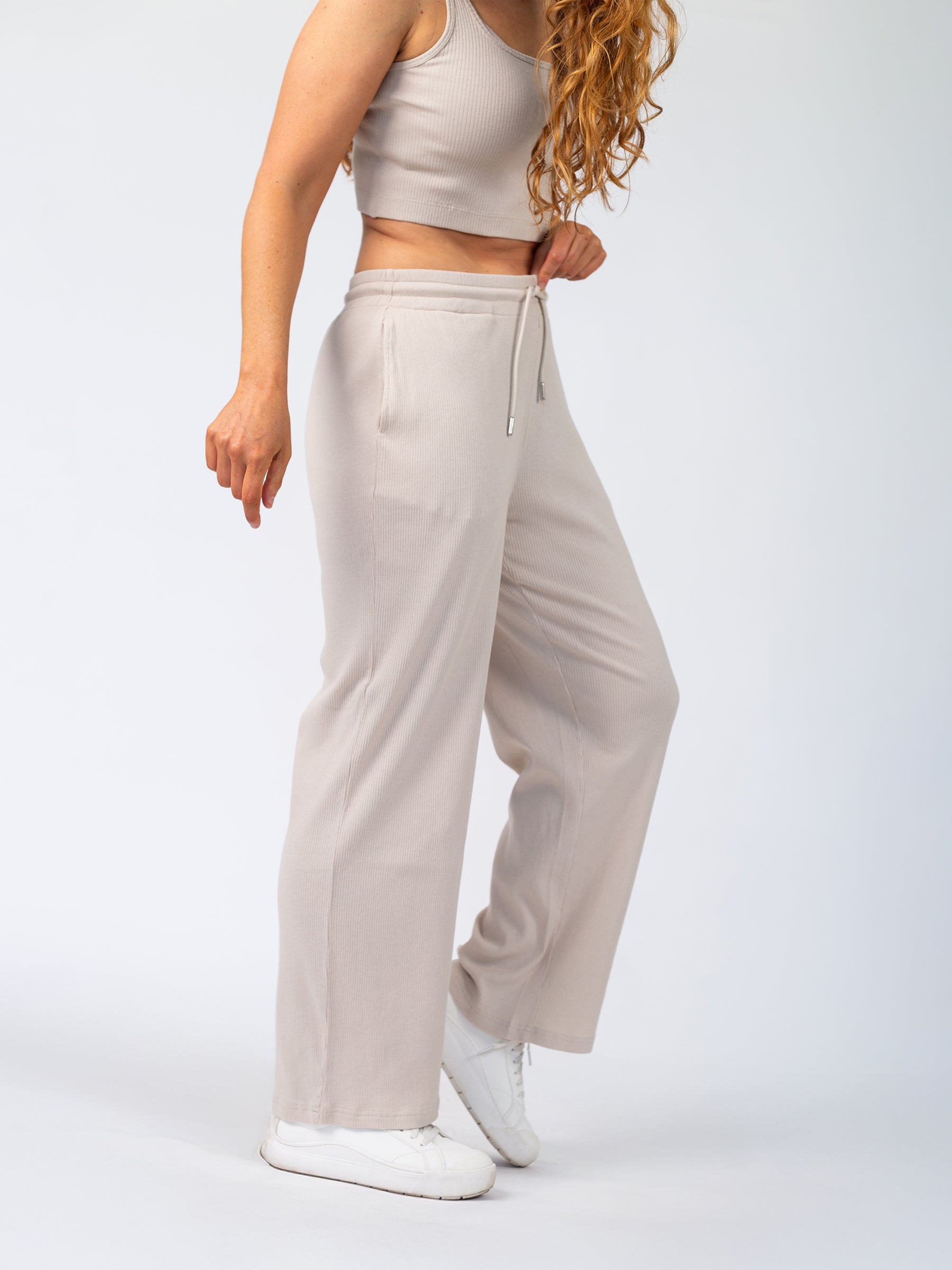 Revive™ Organic Cotton Wide-leg Pants | Oat-Organic Low Impact Activewear-Happy Earth