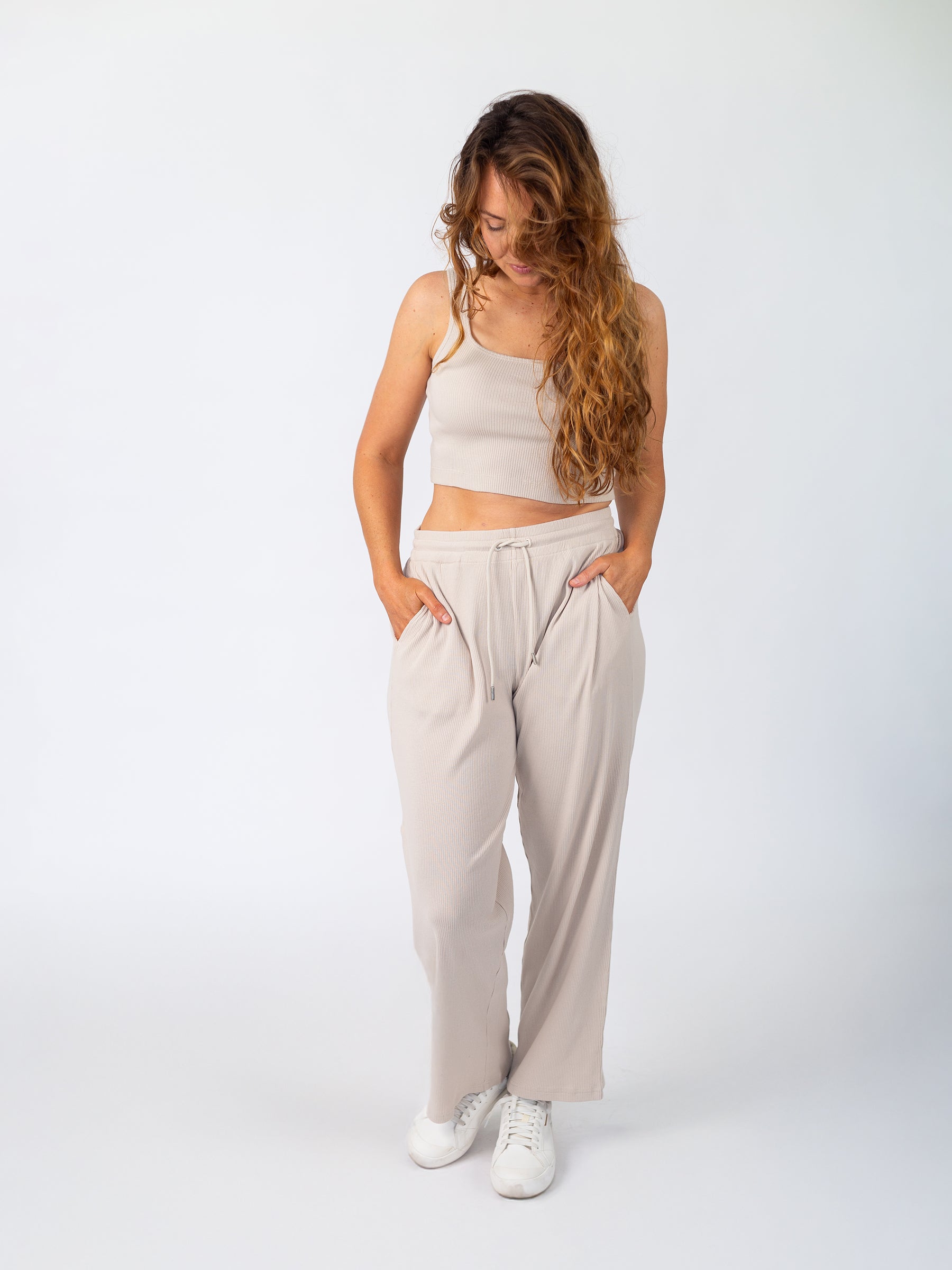 Revive™ Organic Cotton Wide-leg Pants | Oat-Organic Low Impact Activewear-Happy Earth