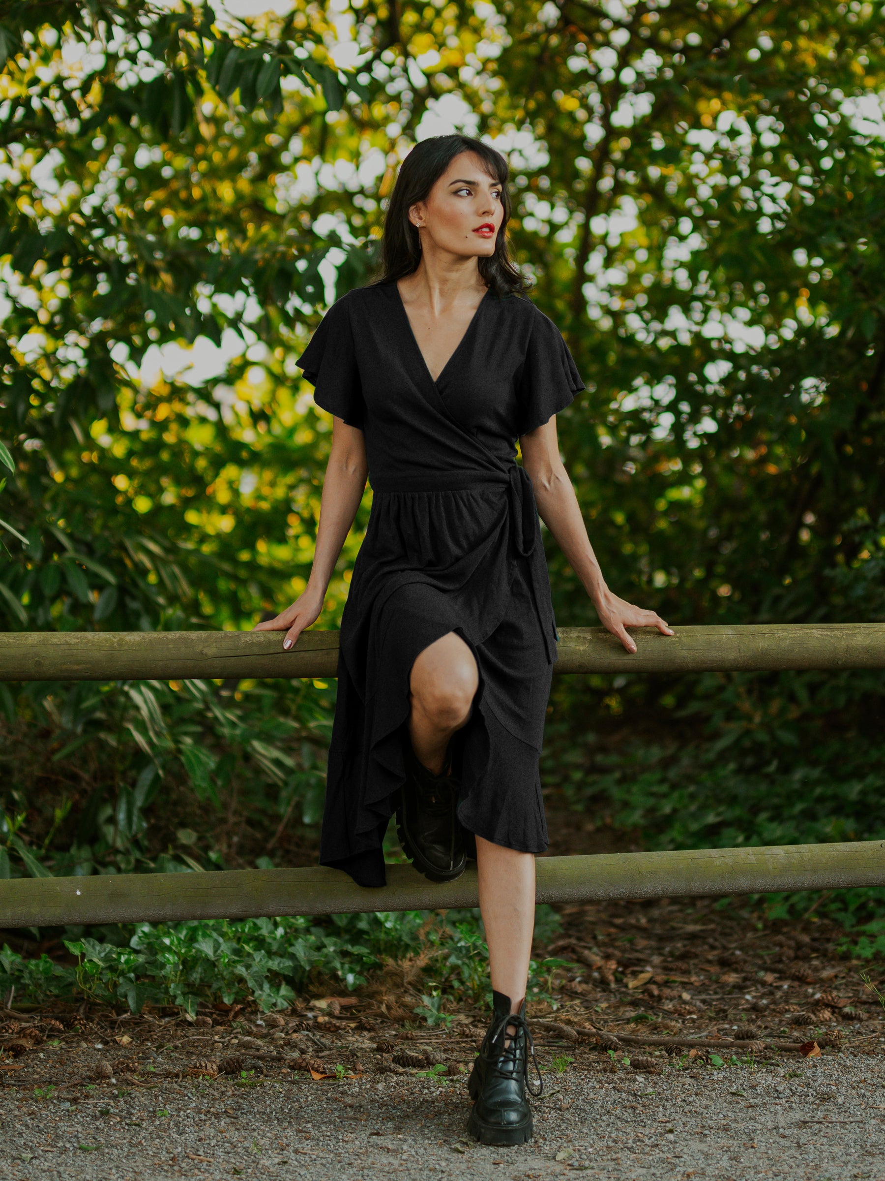 Ruffle Wrap Dress | Eclipse-Organic Dress-Happy Earth