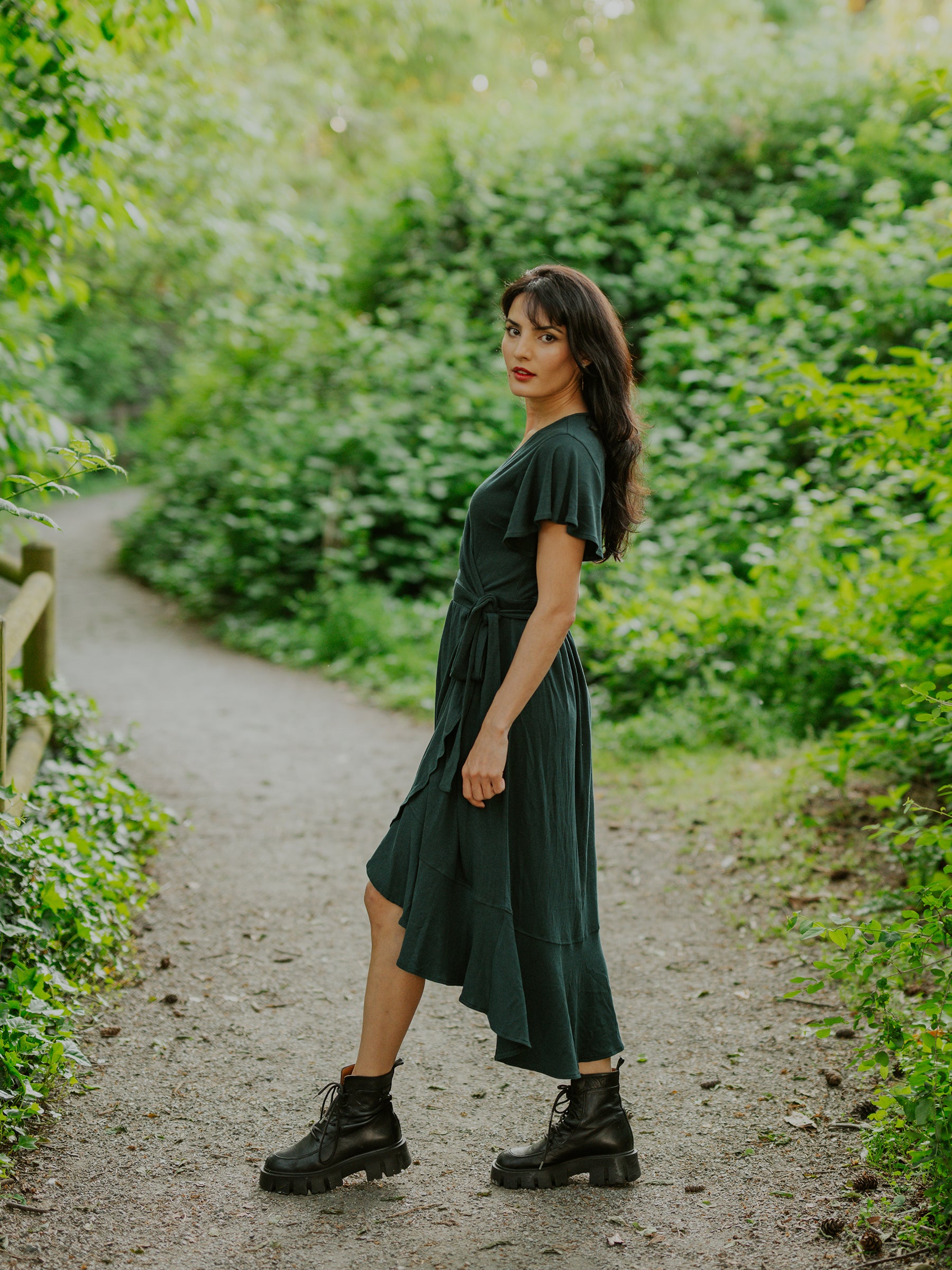 Ruffle Wrap Dress | Monstera-Organic Dress-Happy Earth