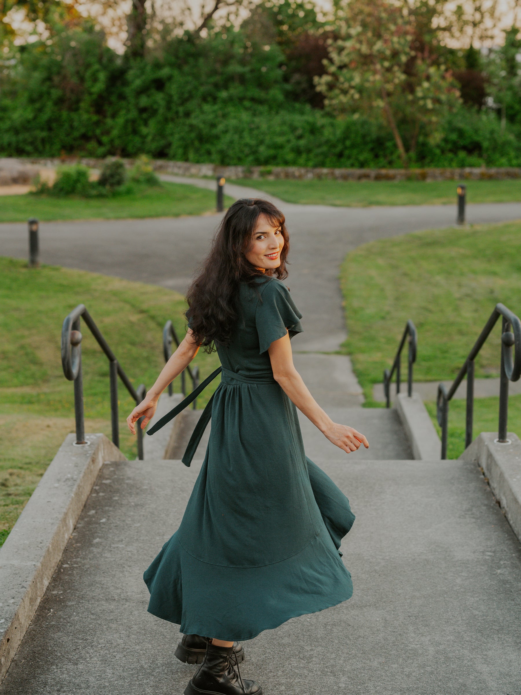 Ruffle Wrap Dress | Monstera-Organic Dress-Happy Earth