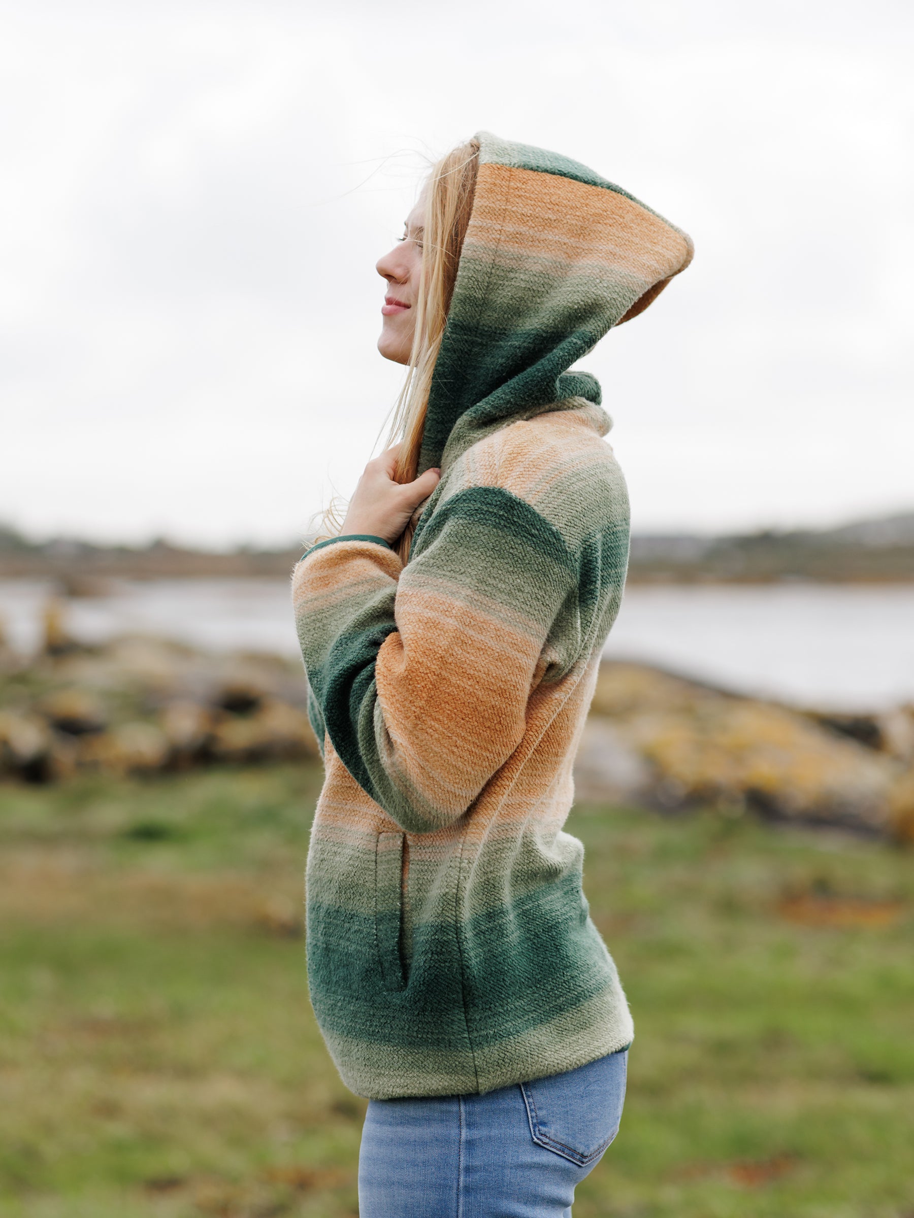 Autumn Ombré Sherpa, a Organic Jacket by Happy Earth Apparel