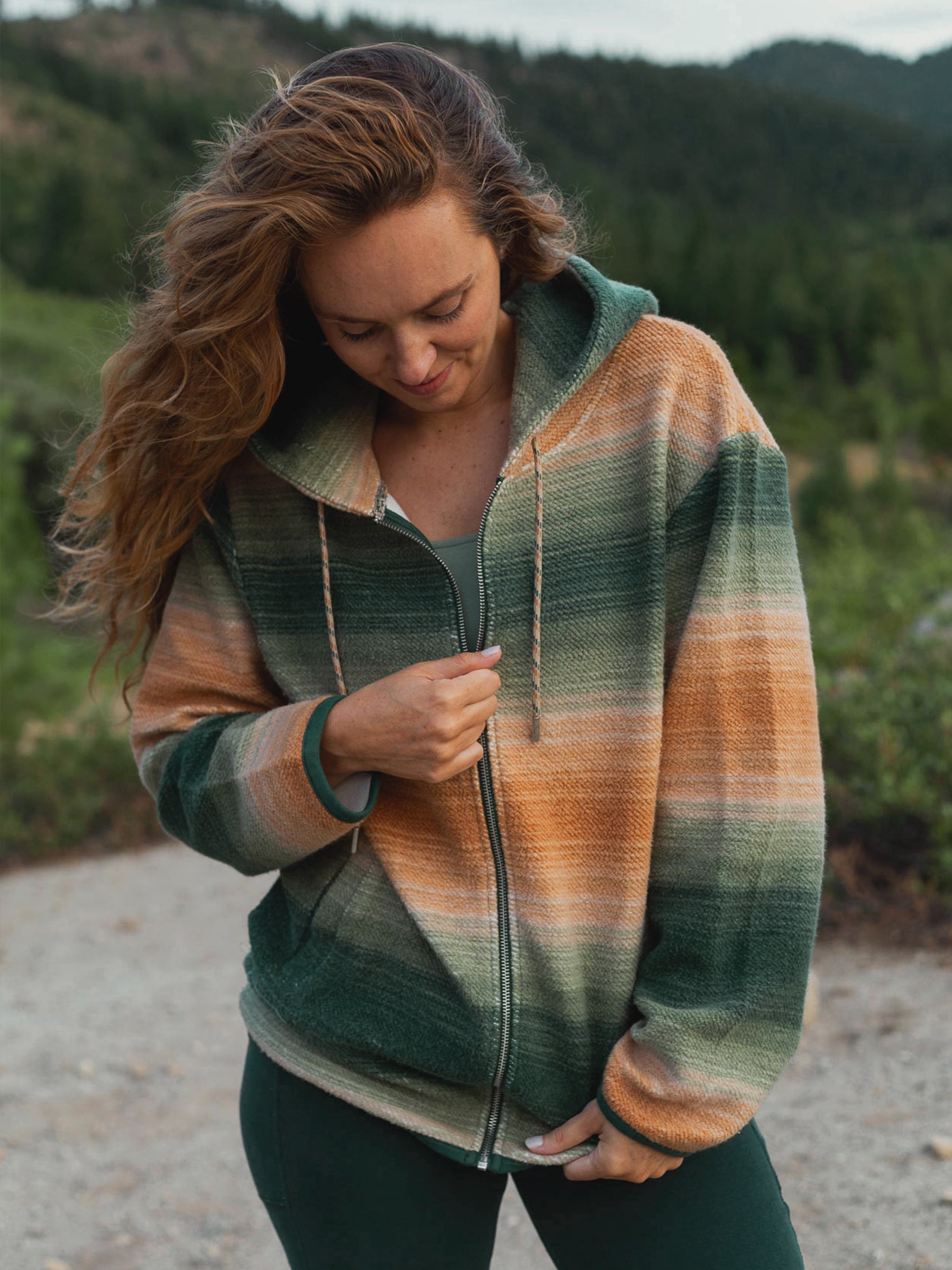 Autumn Ombré Sherpa, a Organic Jacket by Happy Earth Apparel