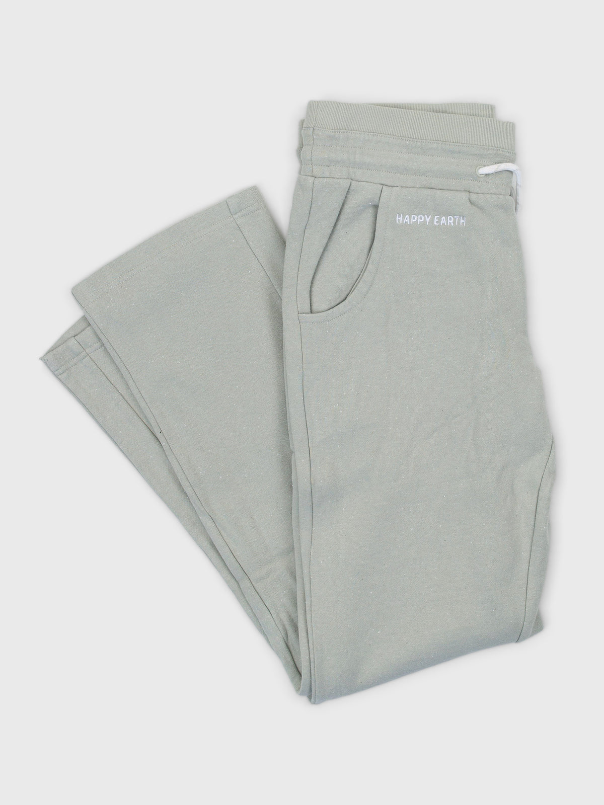 Sea Mist organic cotton straight-leg sweatpants in pale sage green, folded